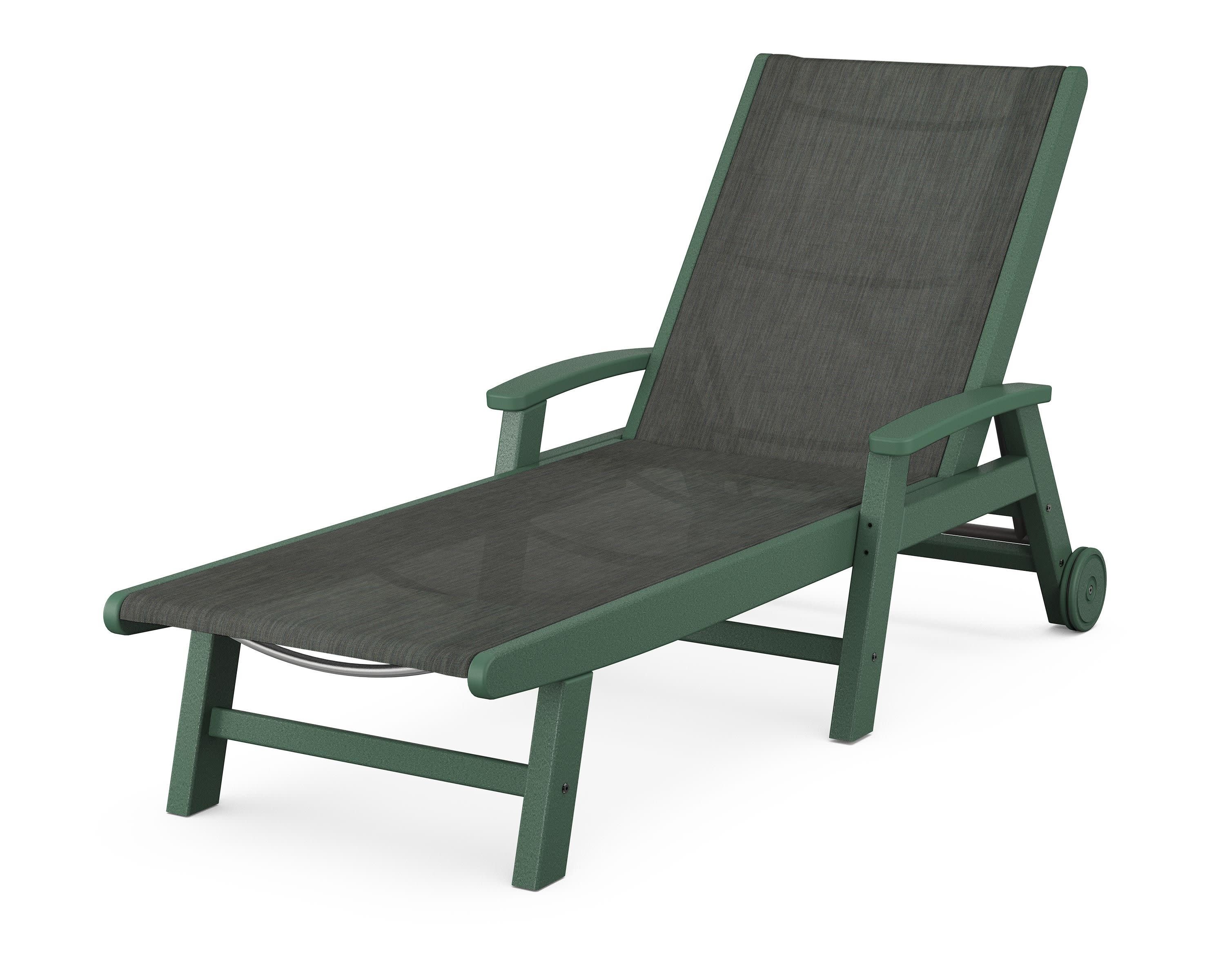 Coastal Chaise with Wheels in Green / Ember Sling