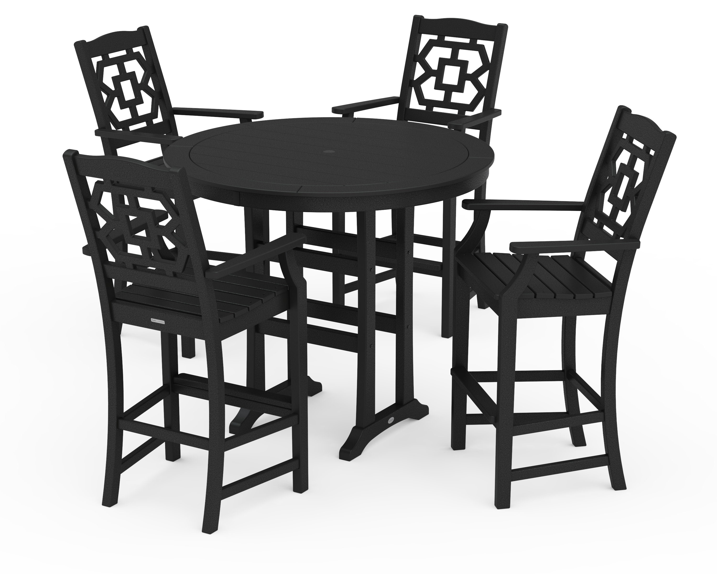 Chinoiserie 5-Piece Round Bar Set in Black