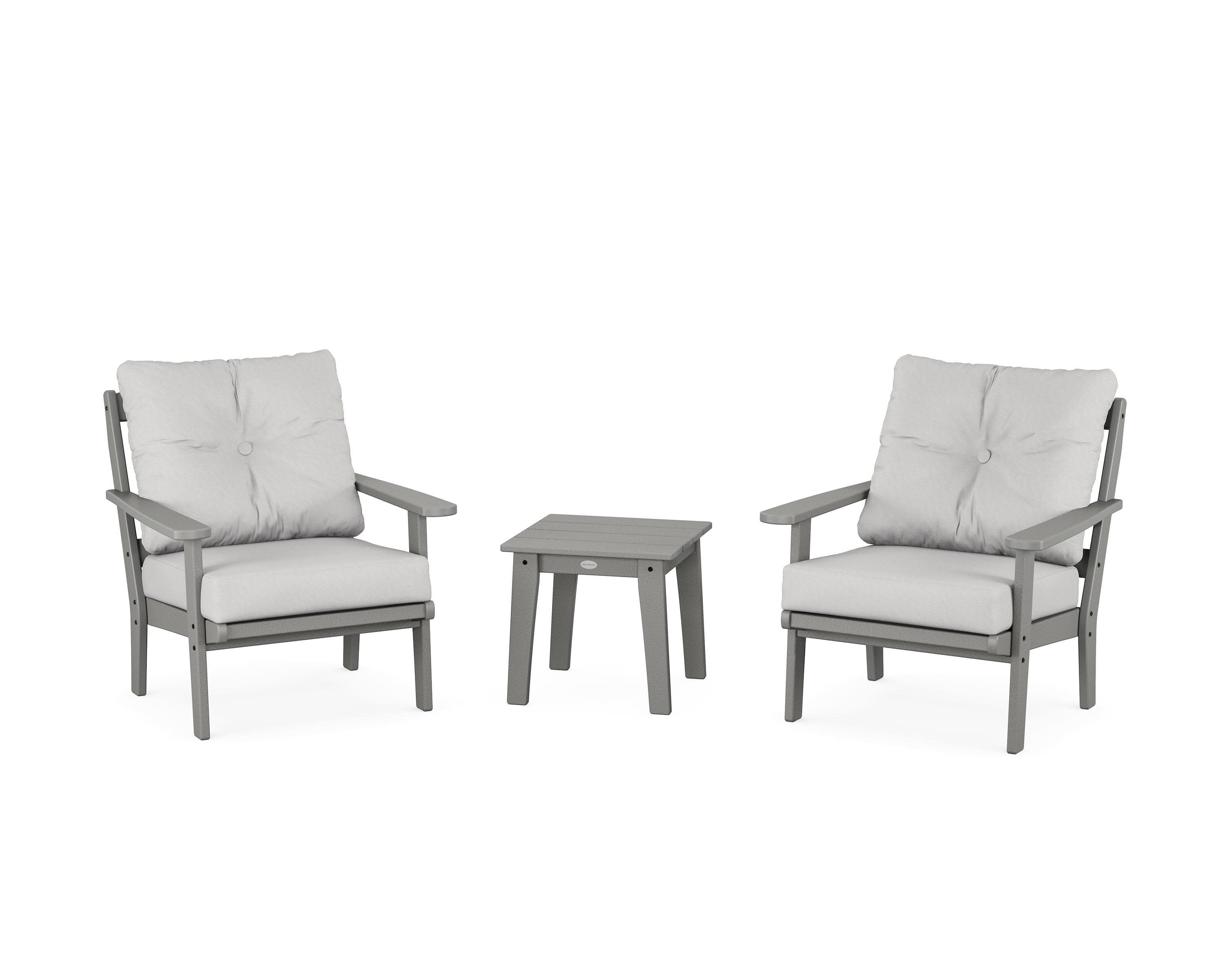 Mission 3-Piece Deep Seating Set in Slate Grey / Diamond in the Rough
