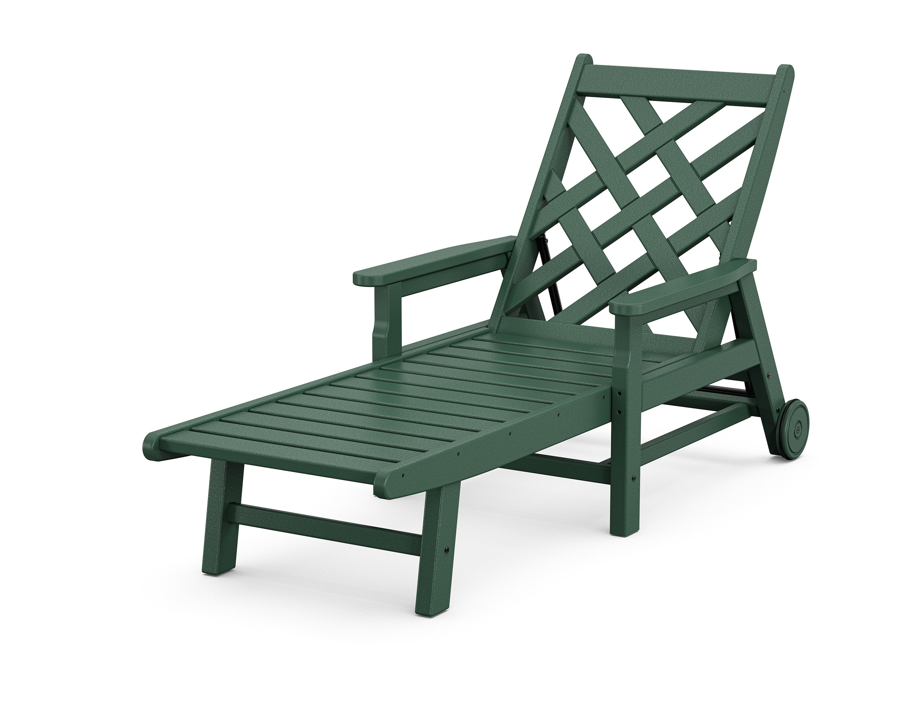 Wovendale Chaise with Arms and Wheels in Green