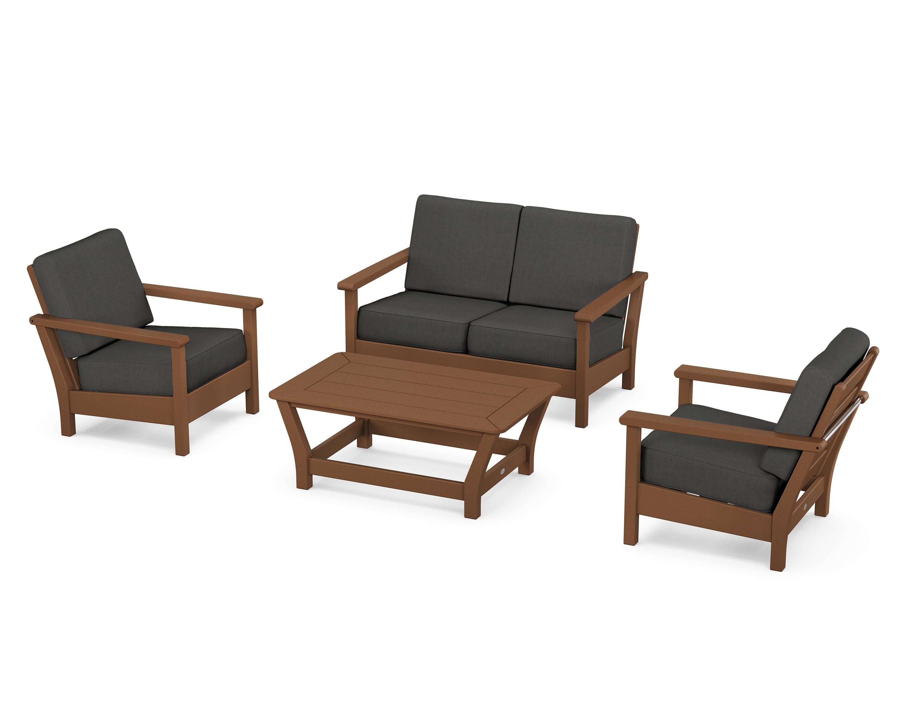 Harbour 4-Piece Deep Seating Set in Teak / Spectrum Carbon