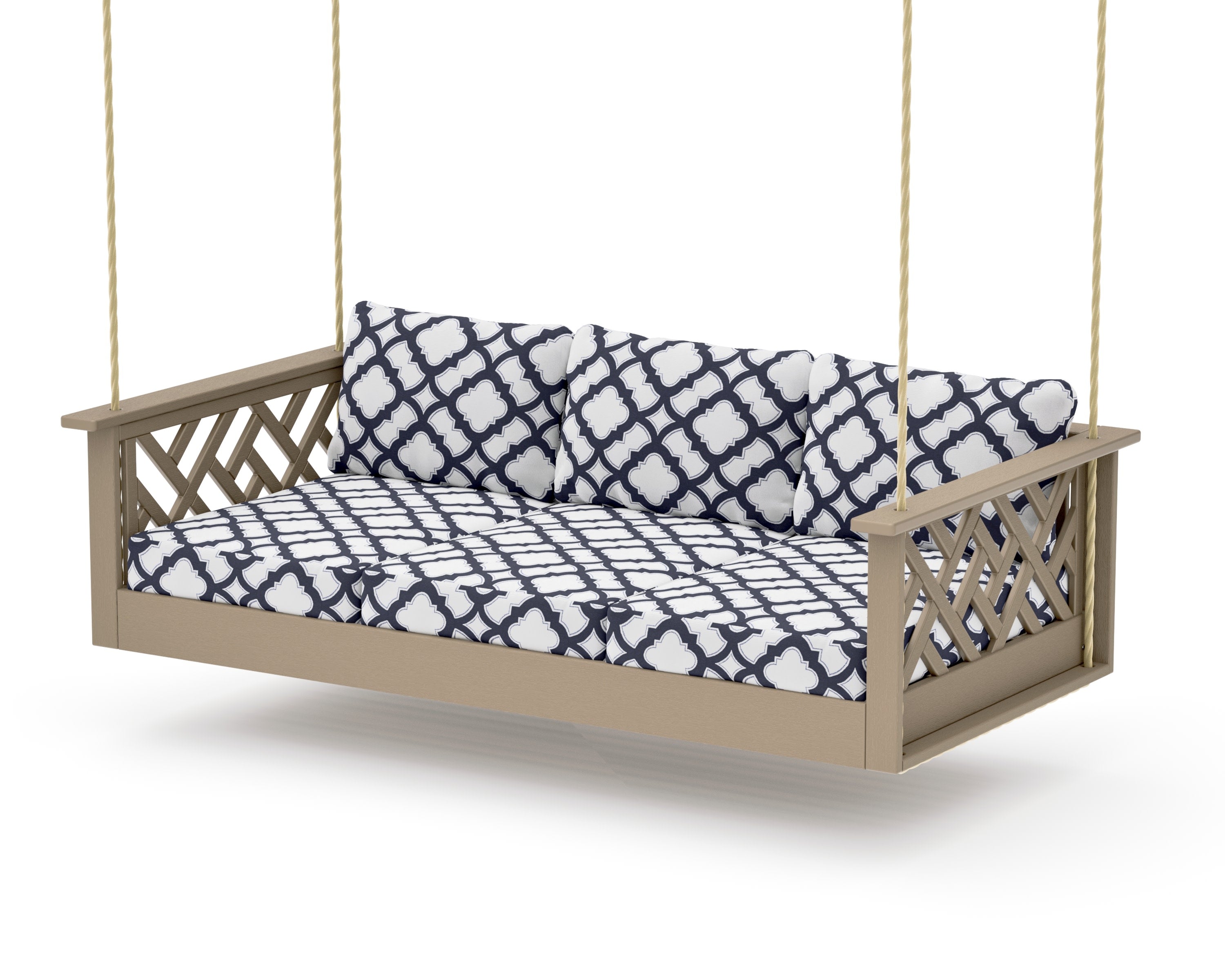 Chippendale Daybed Swing in Vintage Sahara / Trellis Navy