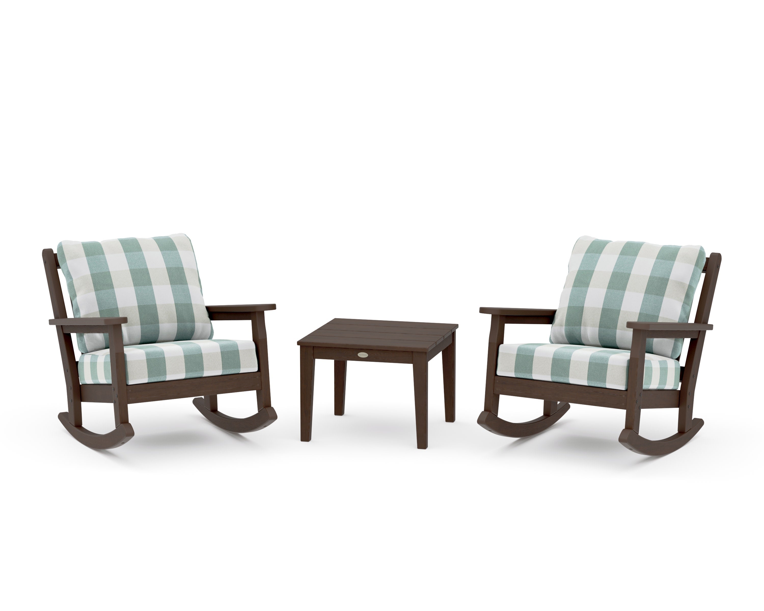 Chippendale 3-Piece Deep Seating Rocker Set in Kona / Buffalo Plaid Glacier Spa