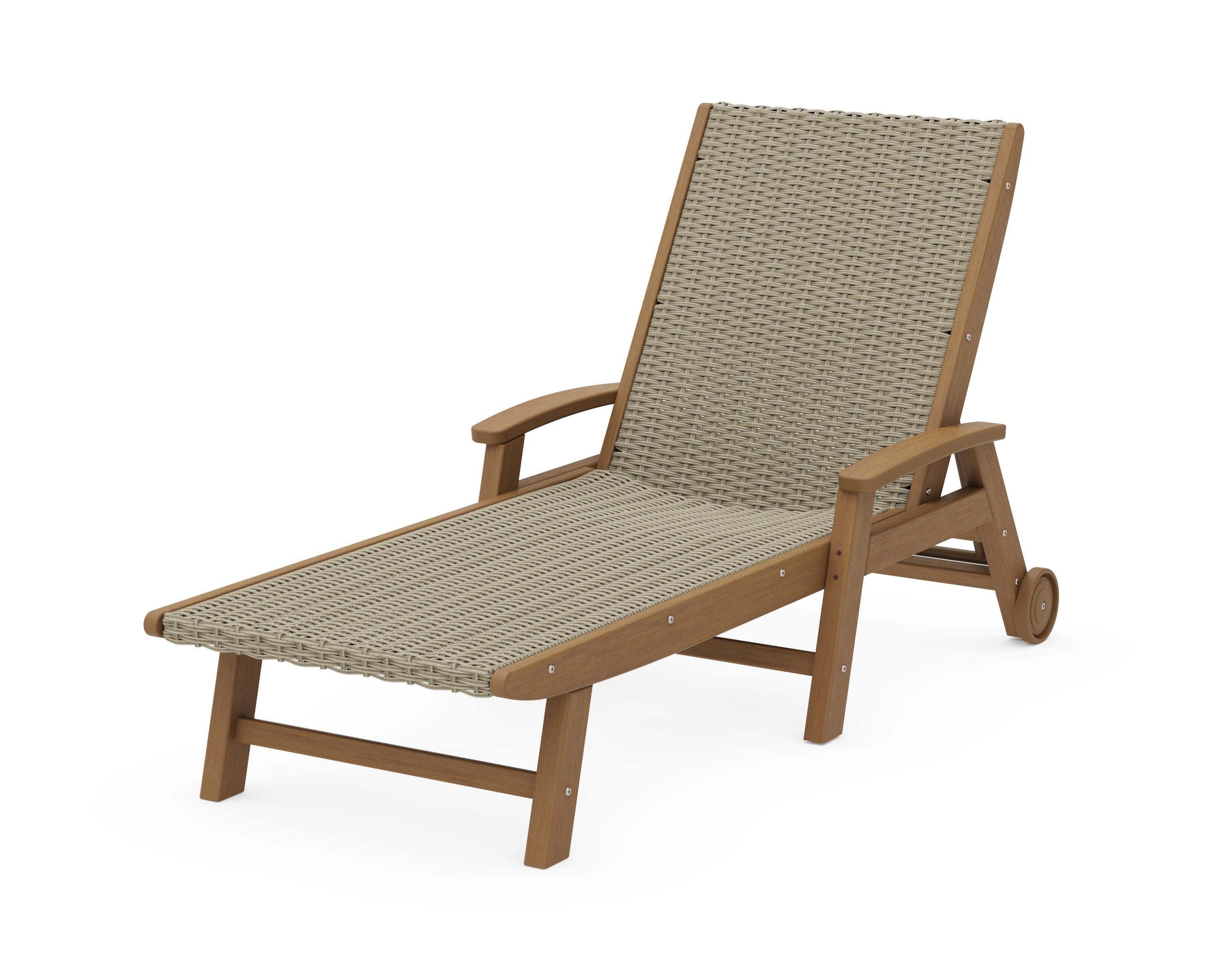 Coastal Woven Chaise with Arms and Wheels in Natural / Dune Grass