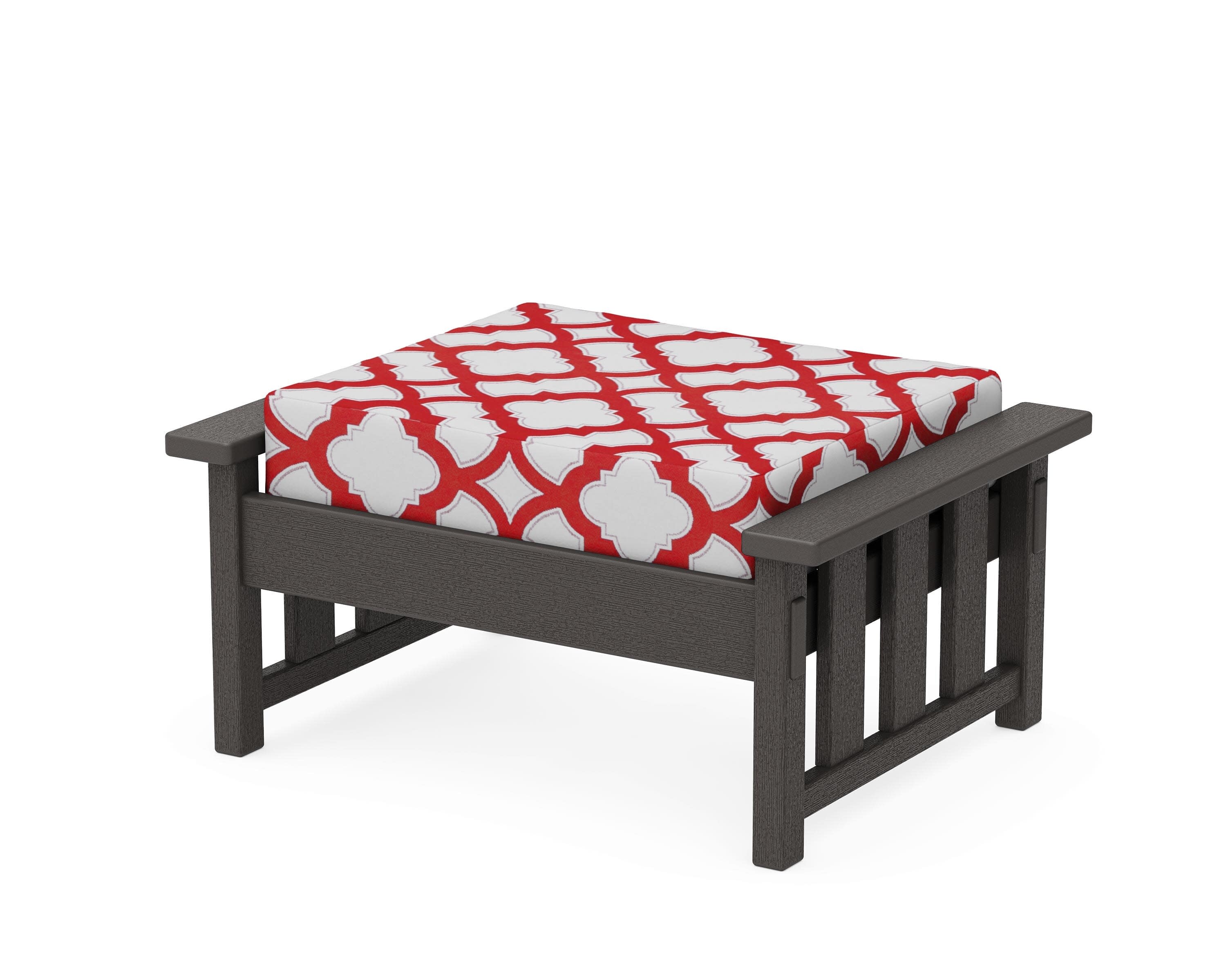 Acadia Deep Seating Ottoman in Vintage Coffee / Trellis Crimson
