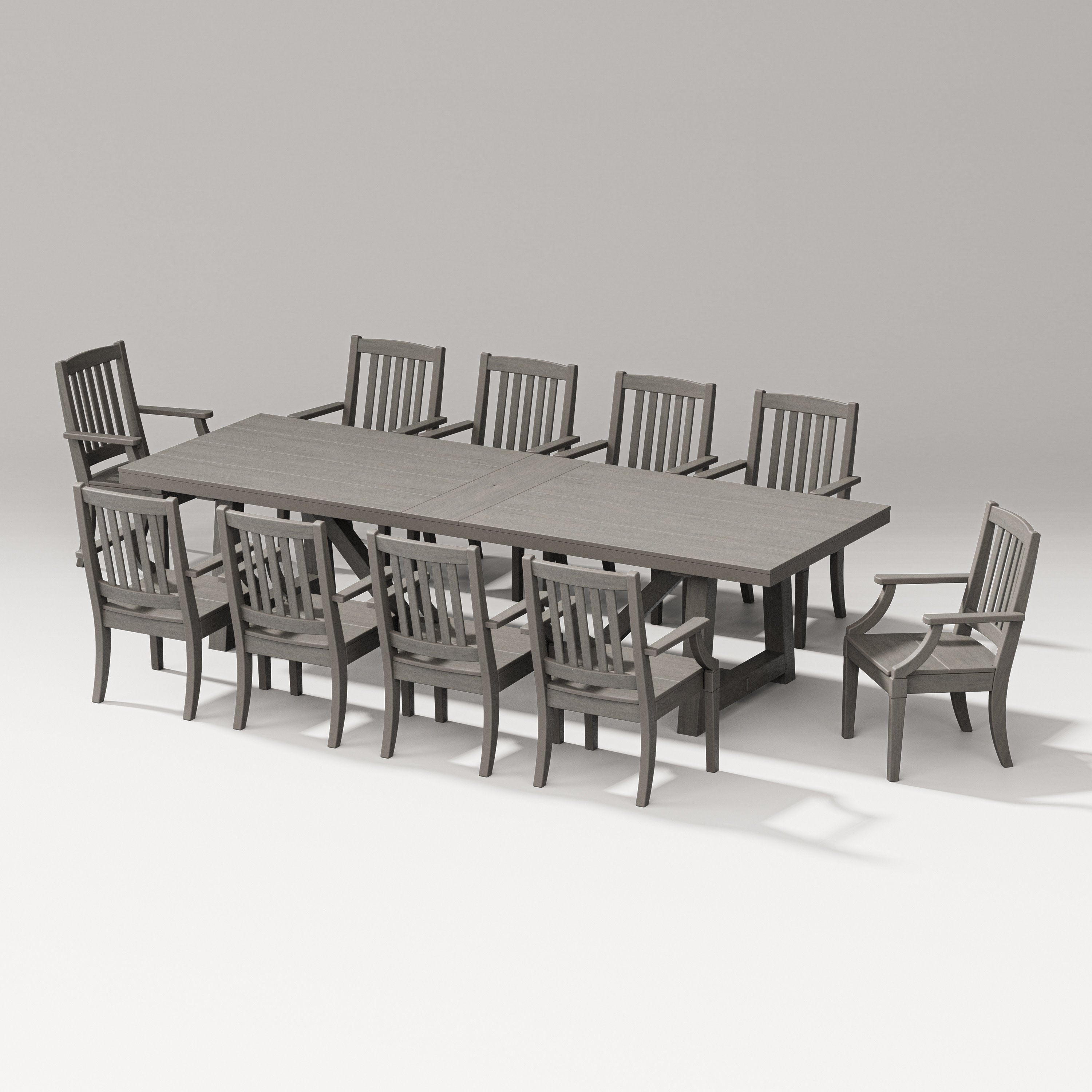 Estate 11-Piece A-Frame Table Dining Set in Driftwood