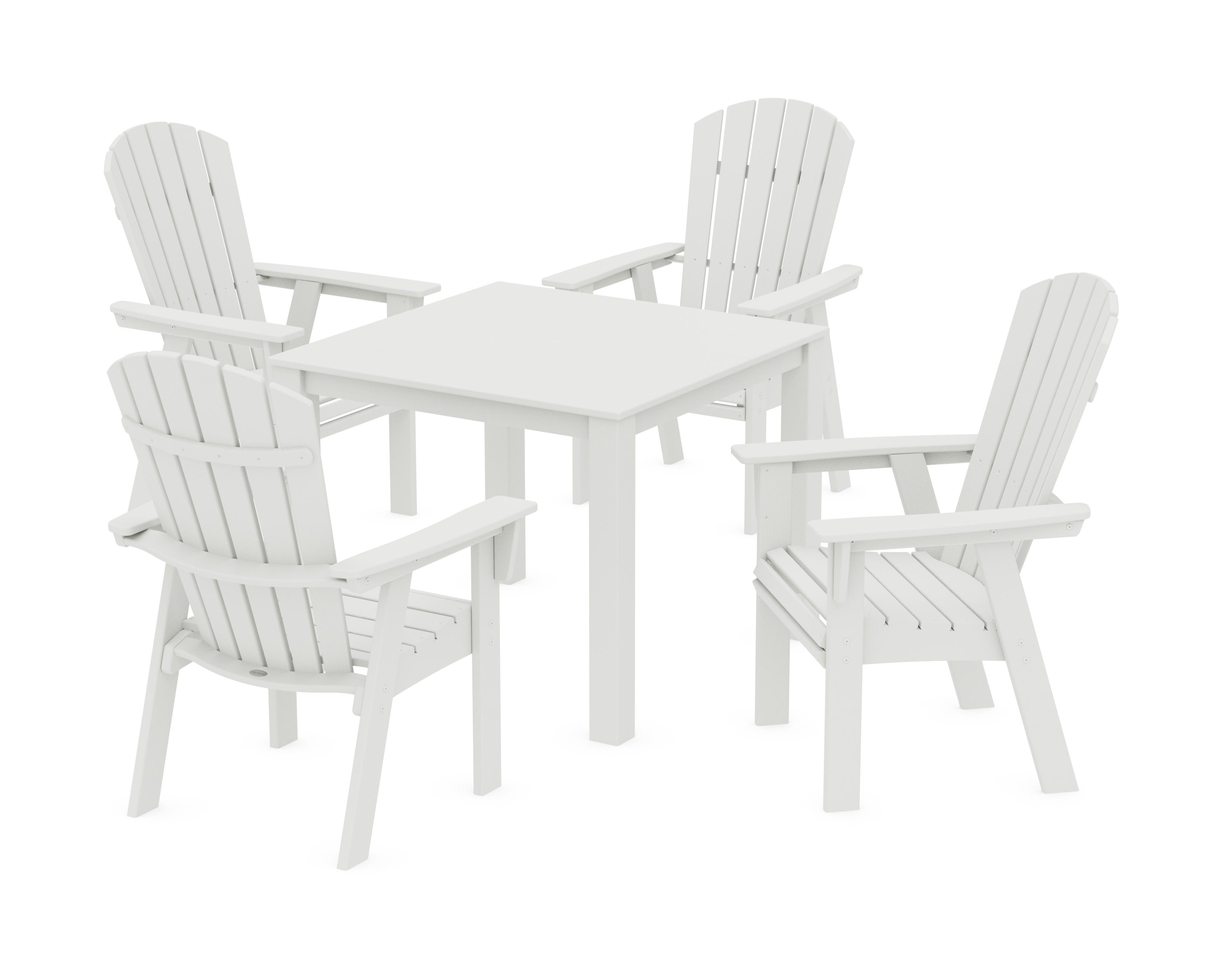 Nautical Curveback Adirondack 5-Piece Parsons Dining Set in Vintage White