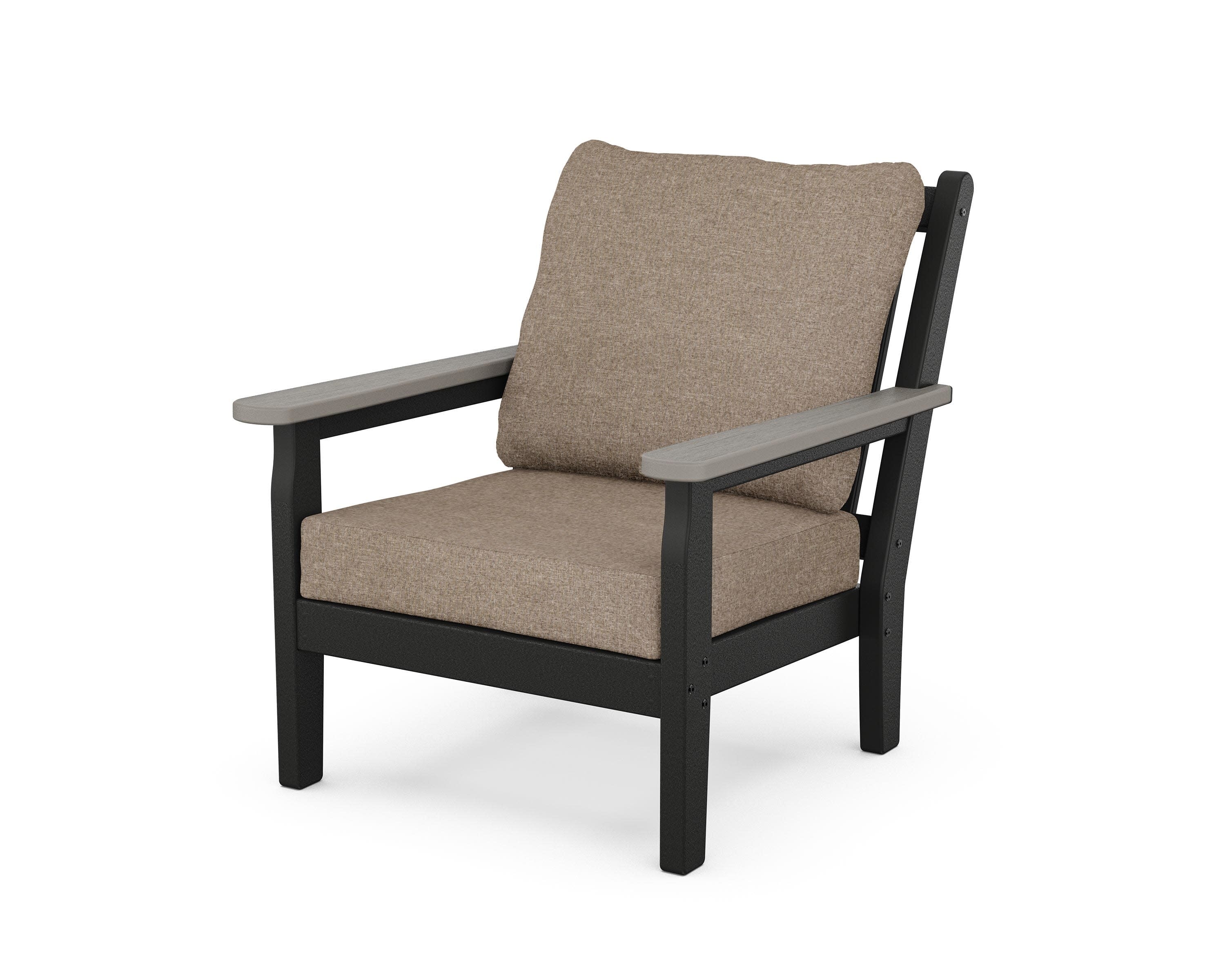 Chippendale Deep Seating Chair in Black / Driftwood / Spiced Burlap