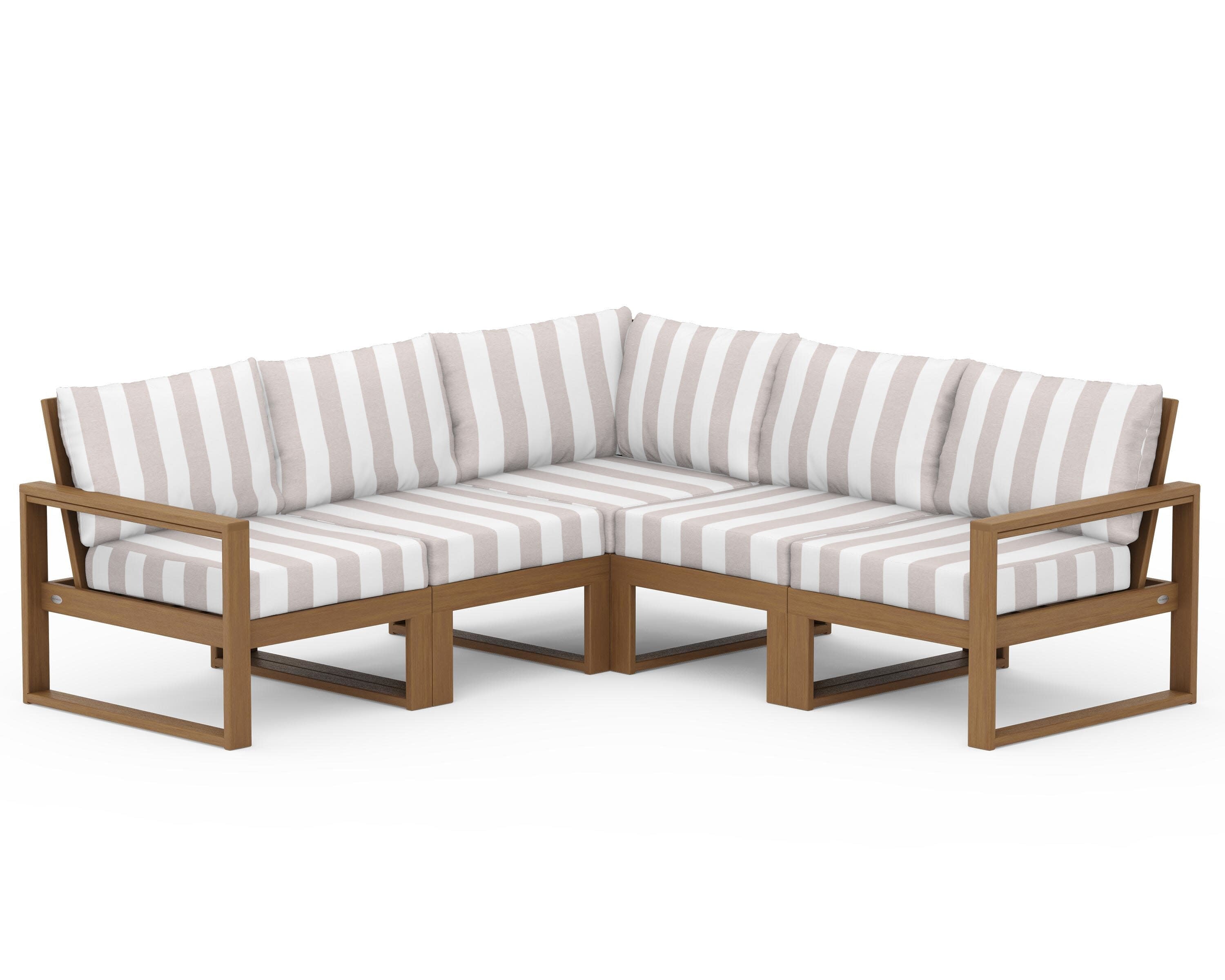 EDGE 5-Piece Modular Deep Seating Set in Natural / Cabana Stripe Dune Burlap