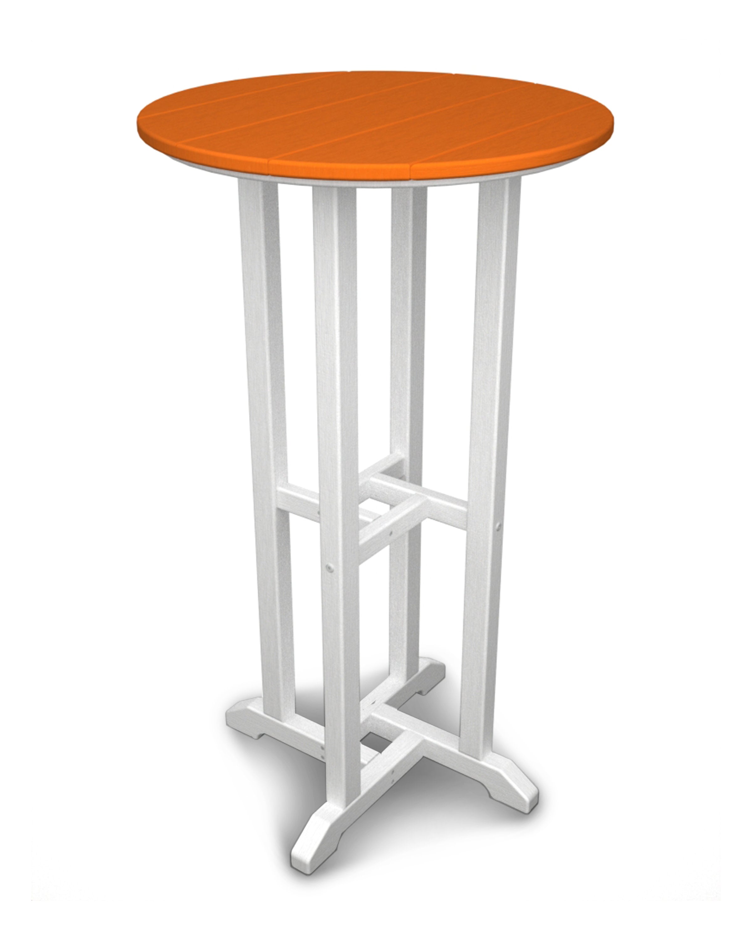 Contempo 24" Round Bar Table in White / Tangerine