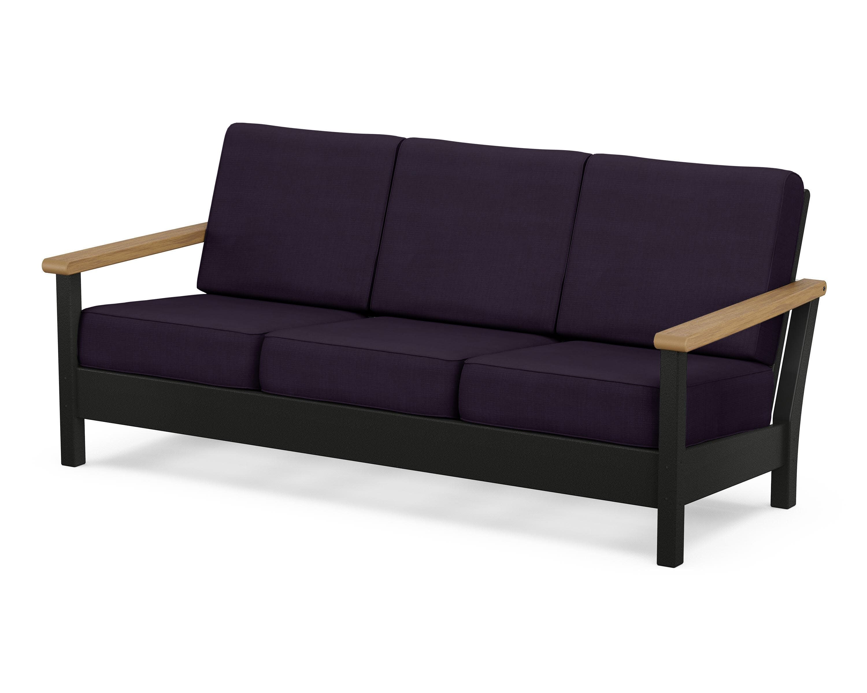 Harbour Deep Seating Sofa in Black / Natural / Navy Linen