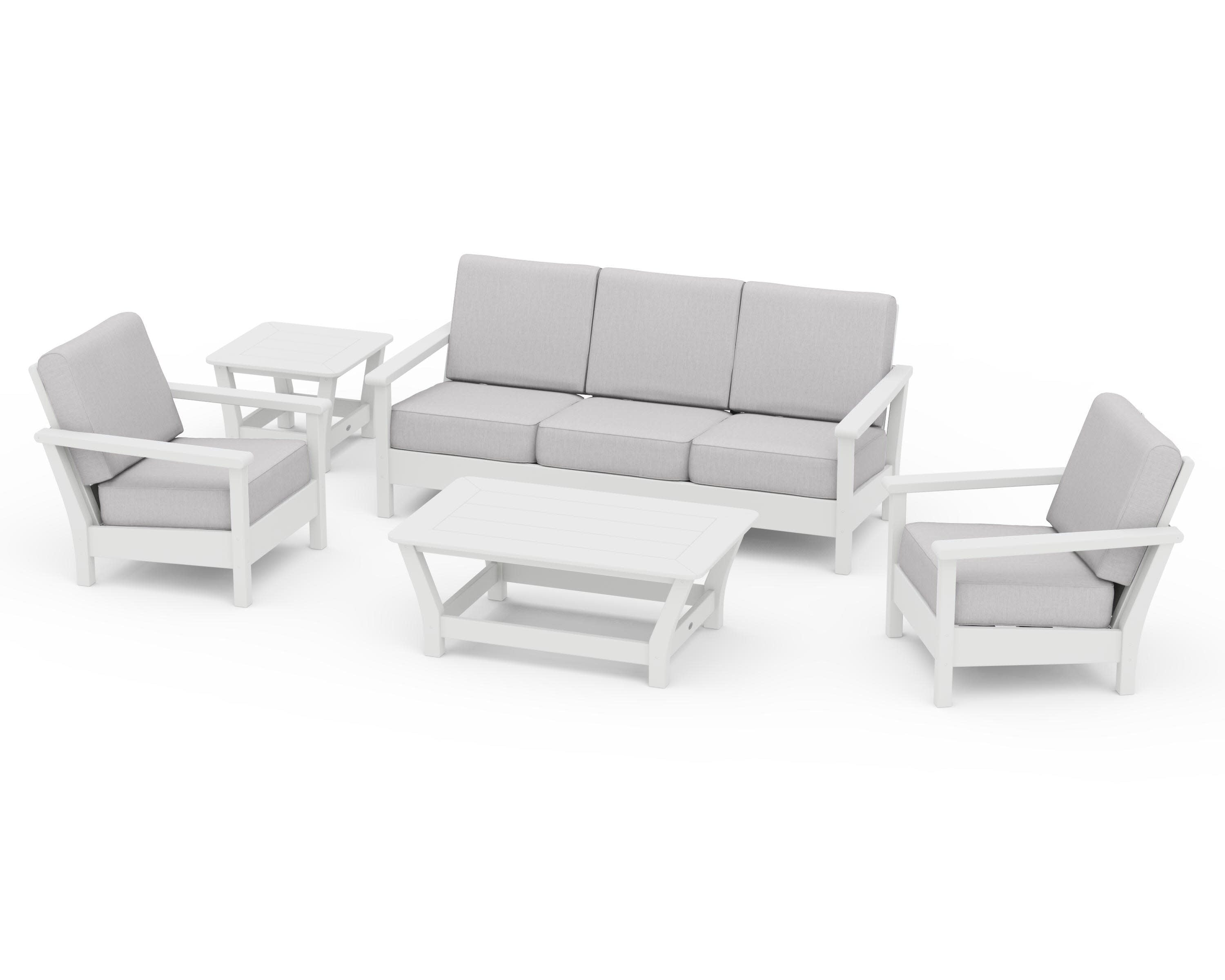 Harbour 5-Piece Deep Seating Set in White / Granite