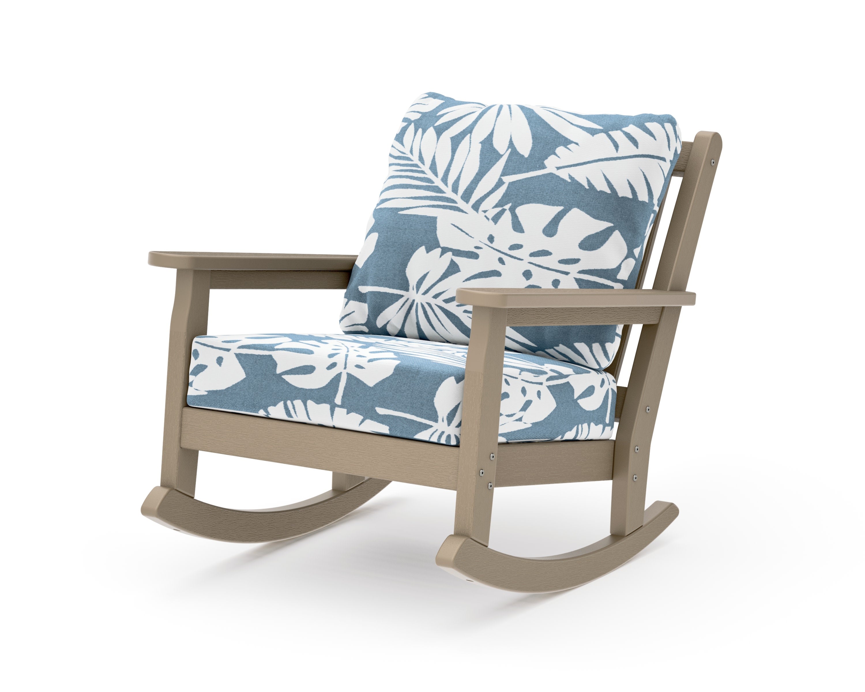 Chippendale Deep Seating Rocking Chair in Vintage Sahara / Leaf Sky Blue