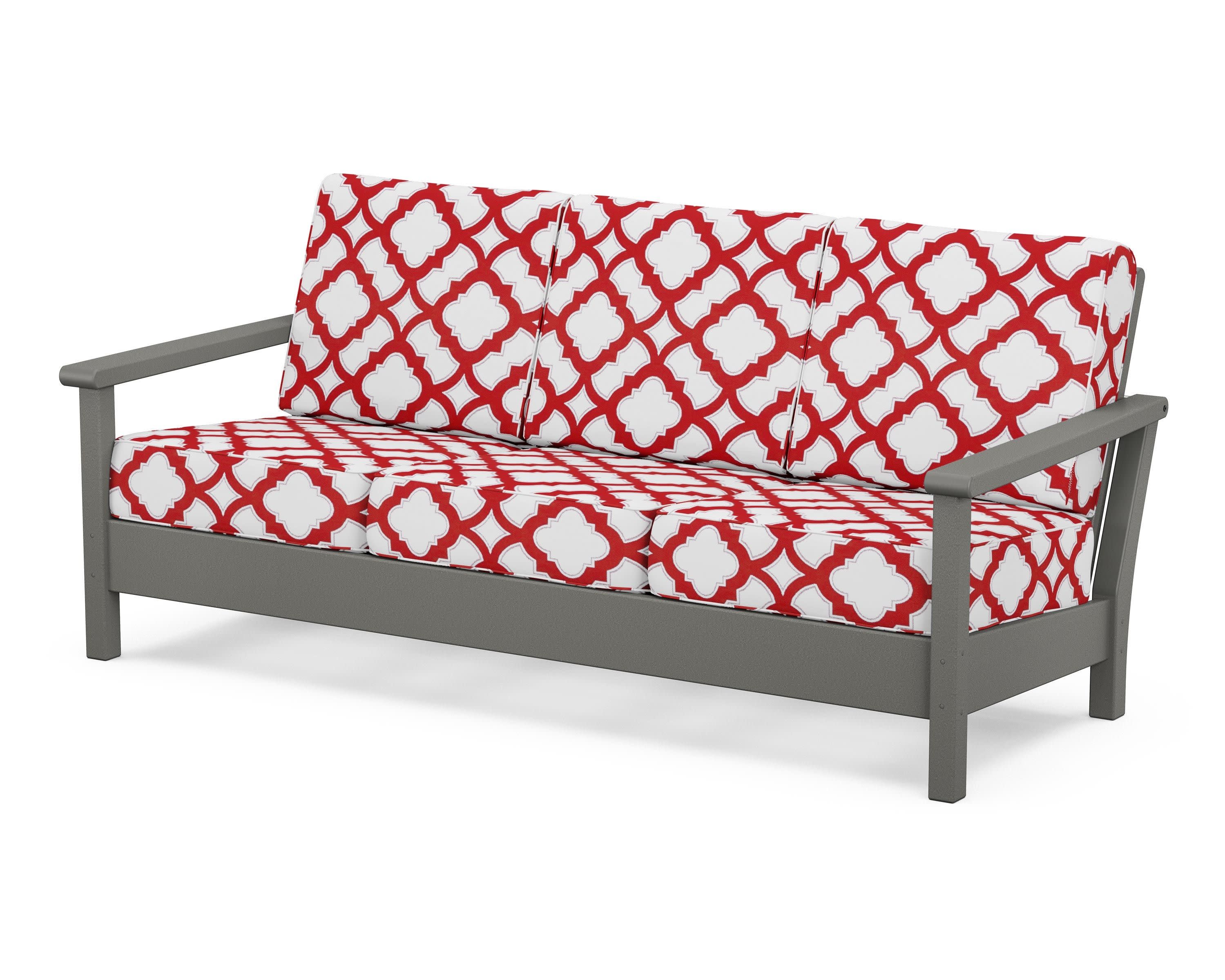 Harbour Deep Seating Sofa in Slate Grey / Trellis Crimson
