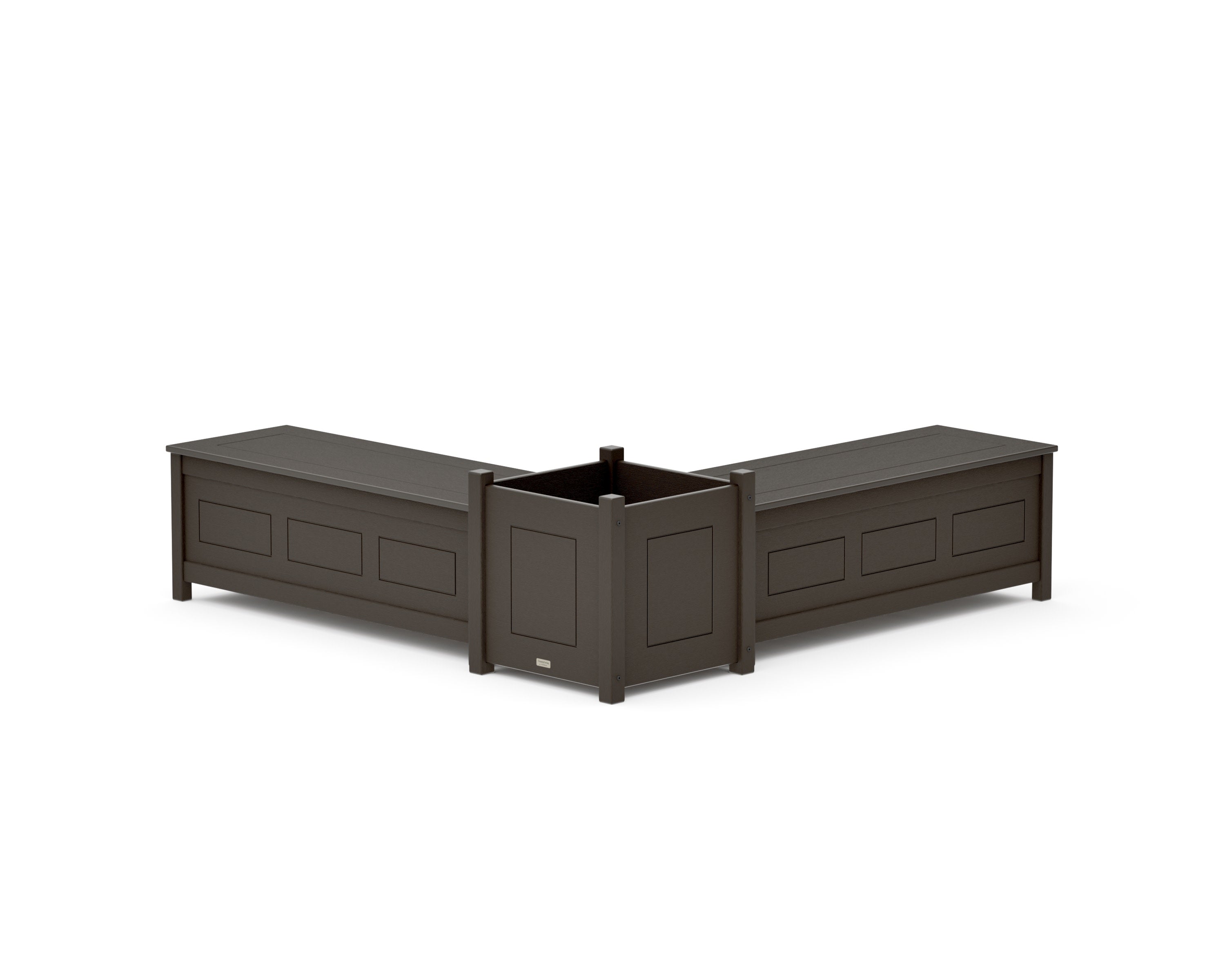 48" Country Living L- Shaped Planter Storage Bench Set- Large in Vintage Coffee