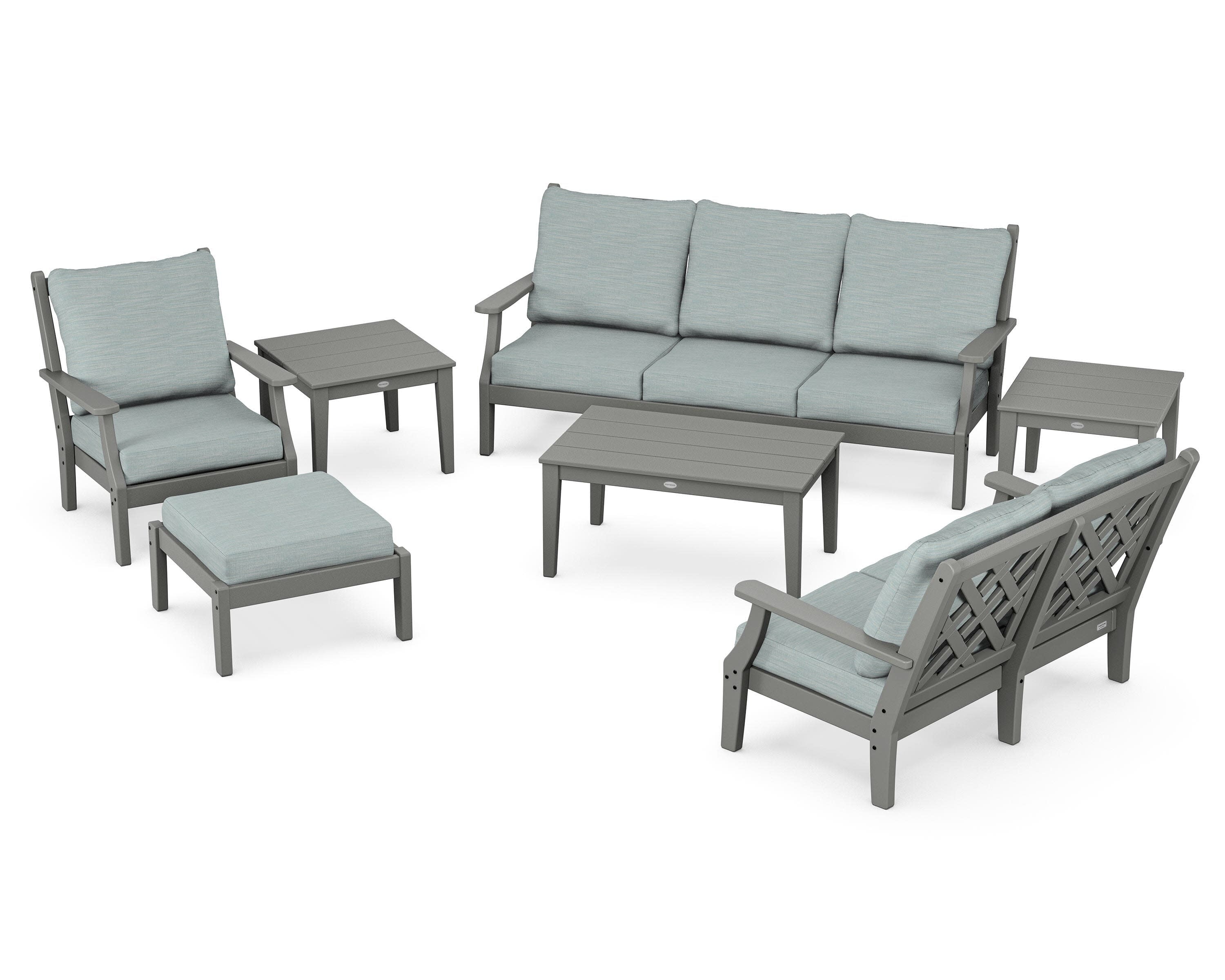 Wovendale 7-Piece Deep Seating Set in Slate Grey / Soothe Mist