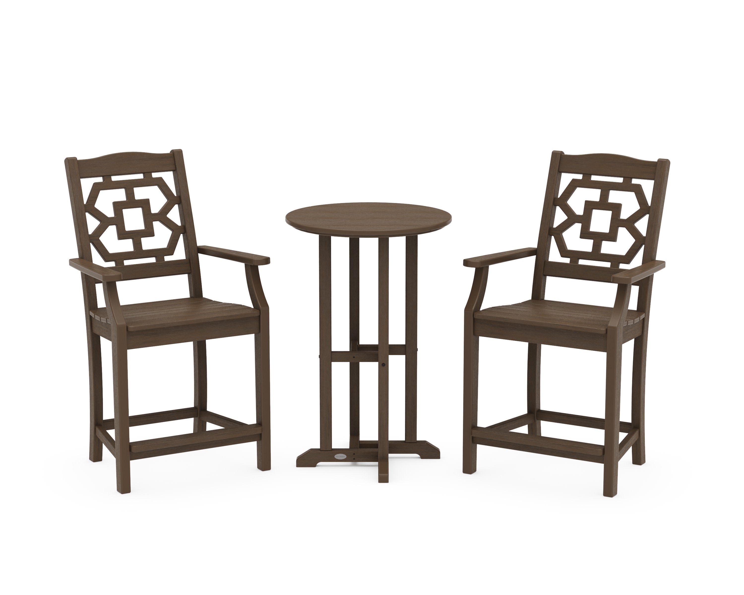 Chinoiserie 3-Piece Farmhouse Bistro Counter Set in Kona