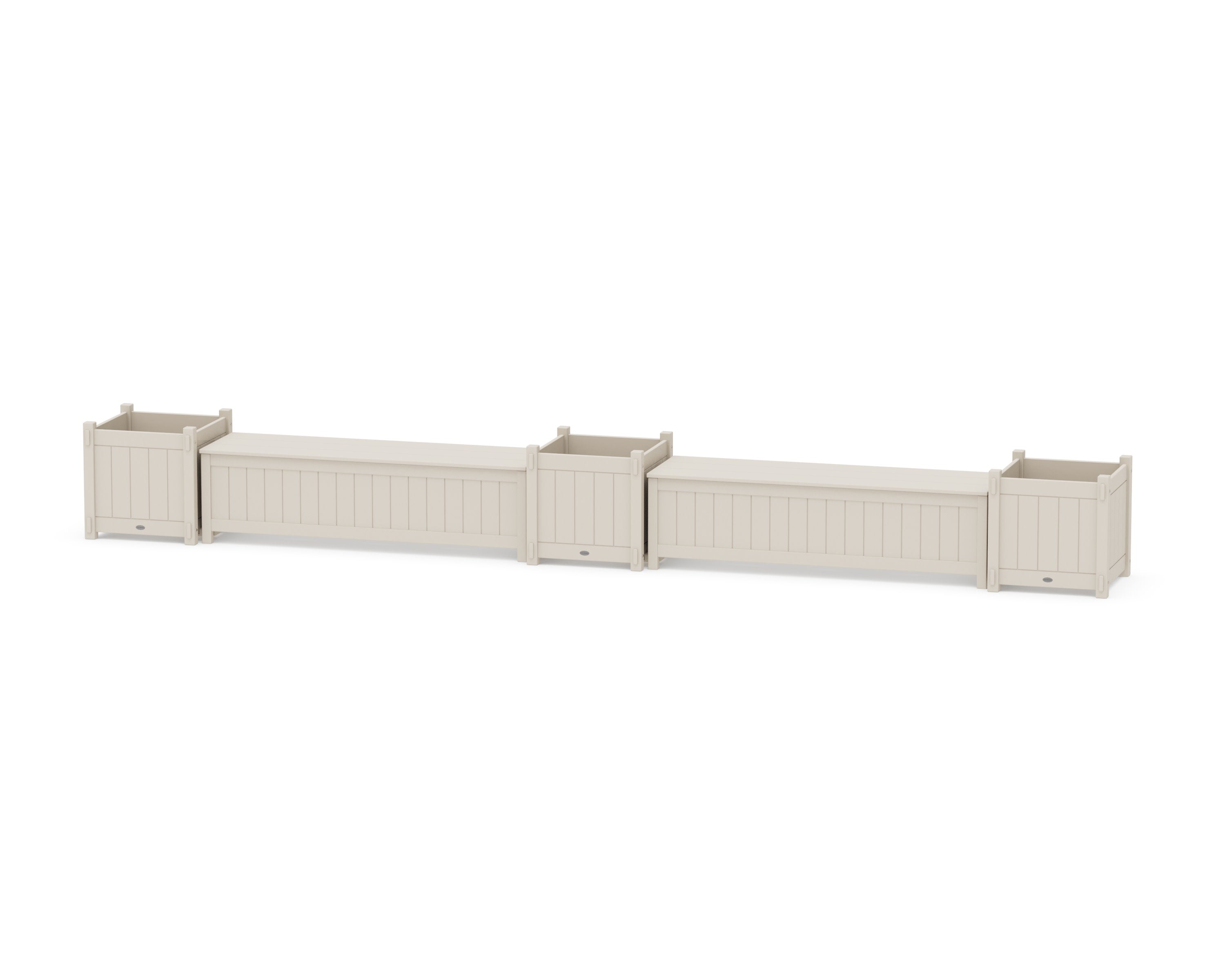 60" Vineyard Straight Double Planter Storage Bench Set- Large in Sand