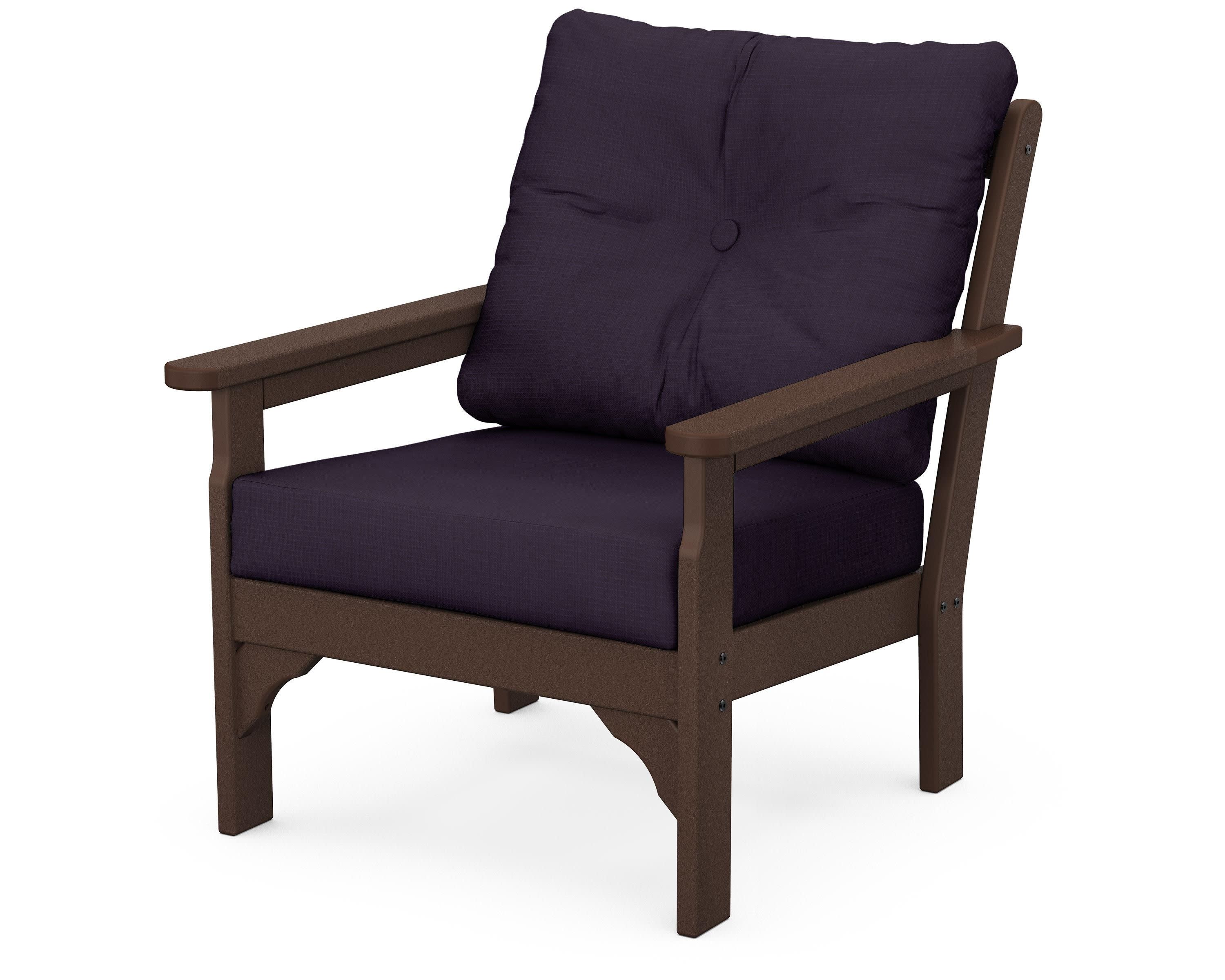 Vineyard Deep Seating Chair in Mahogany / Navy Linen