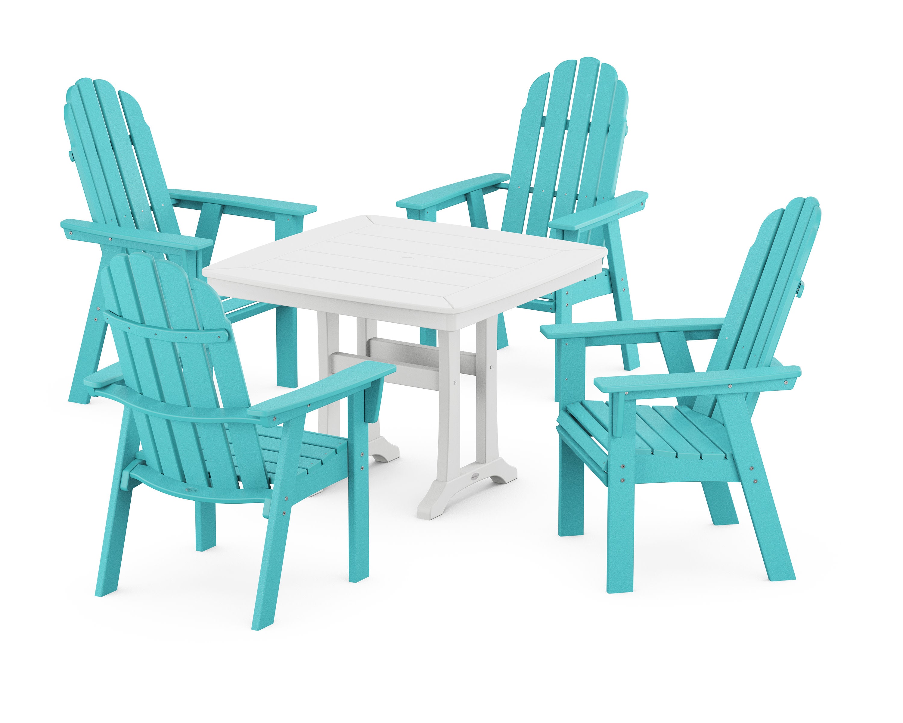 Vineyard Adirondack 5-Piece Dining Set with Trestle Legs in Aruba / White