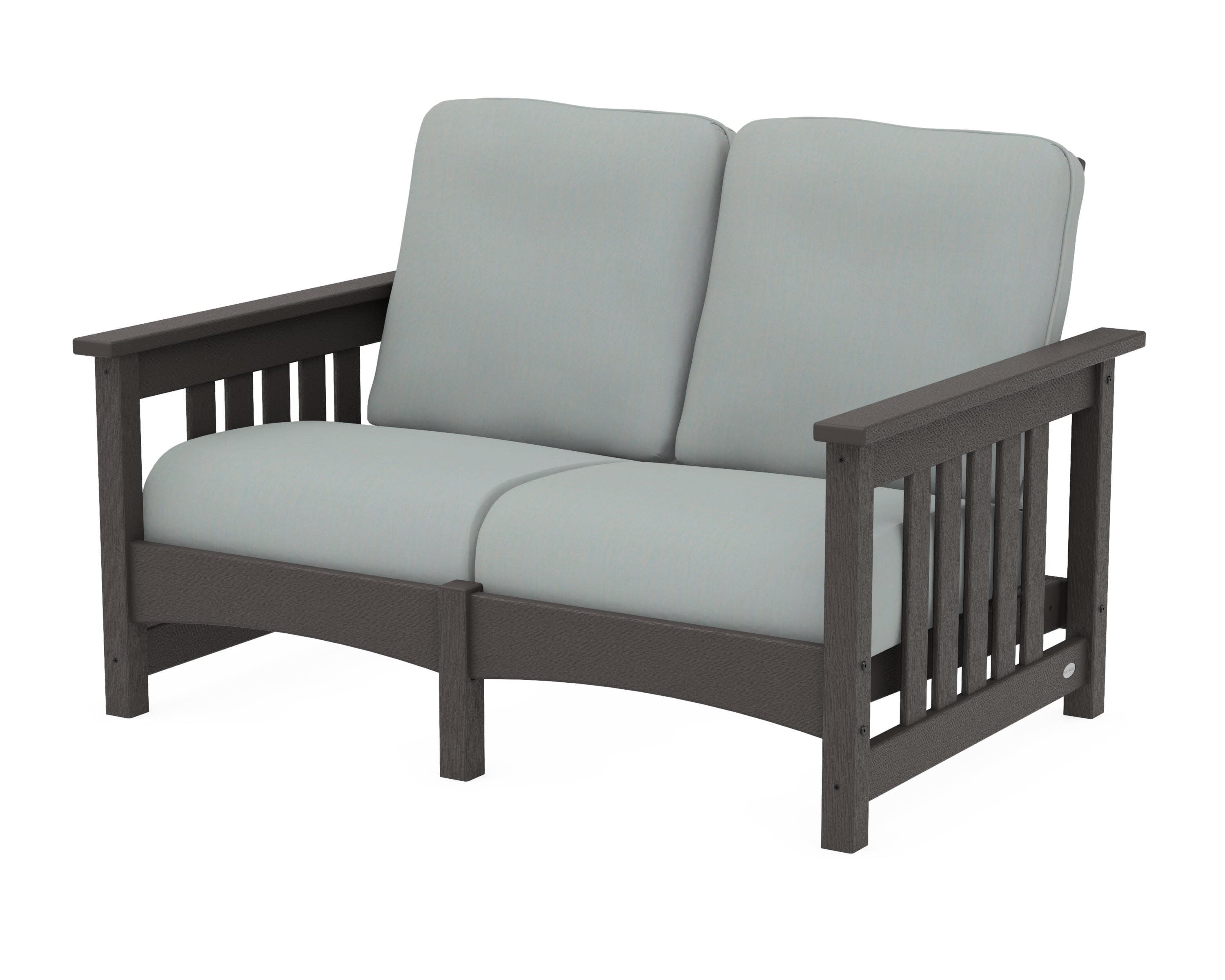 Club Mission Loveseat in Vintage Coffee / Spa