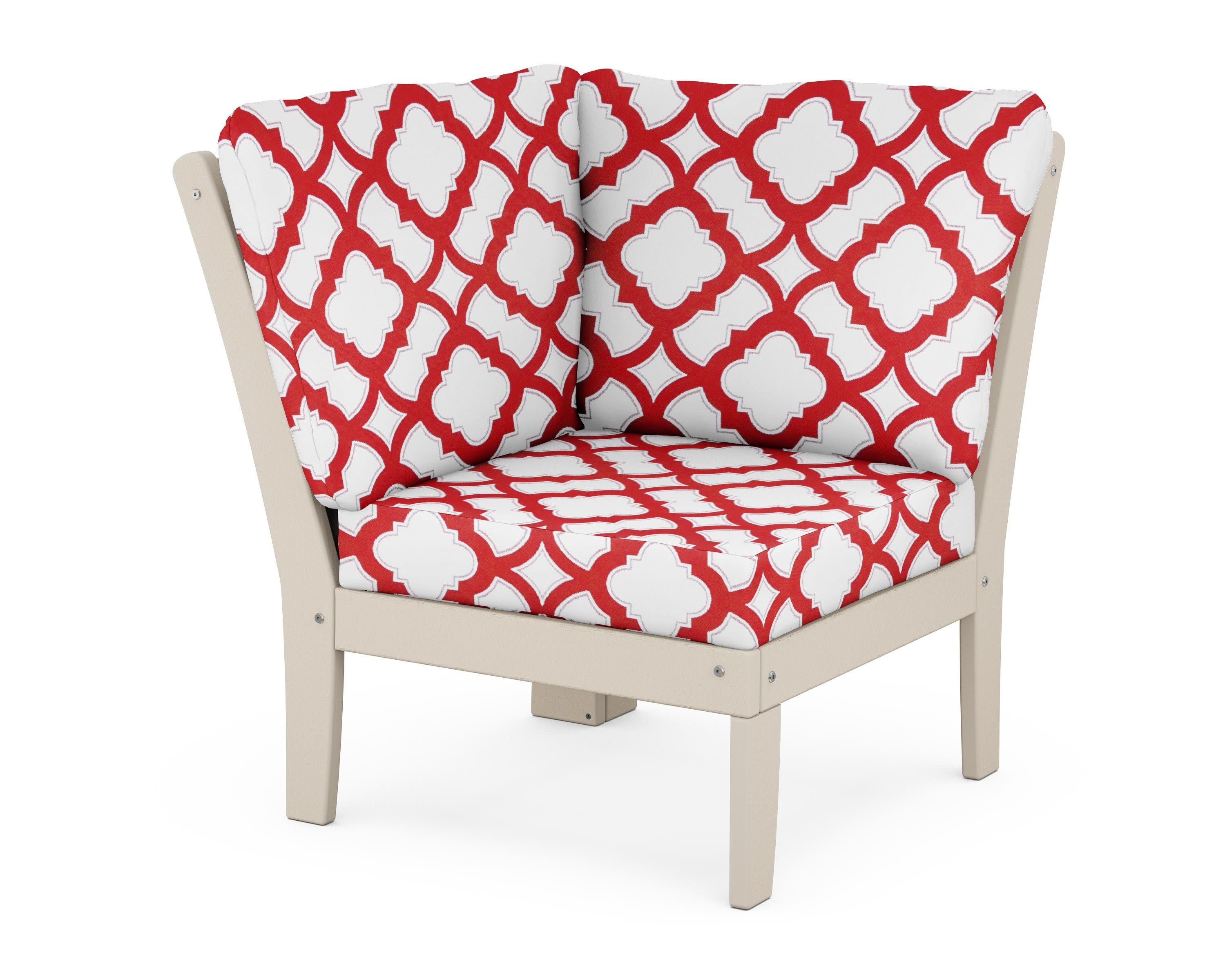 Braxton Modular Corner Chair in Sand / Trellis Crimson