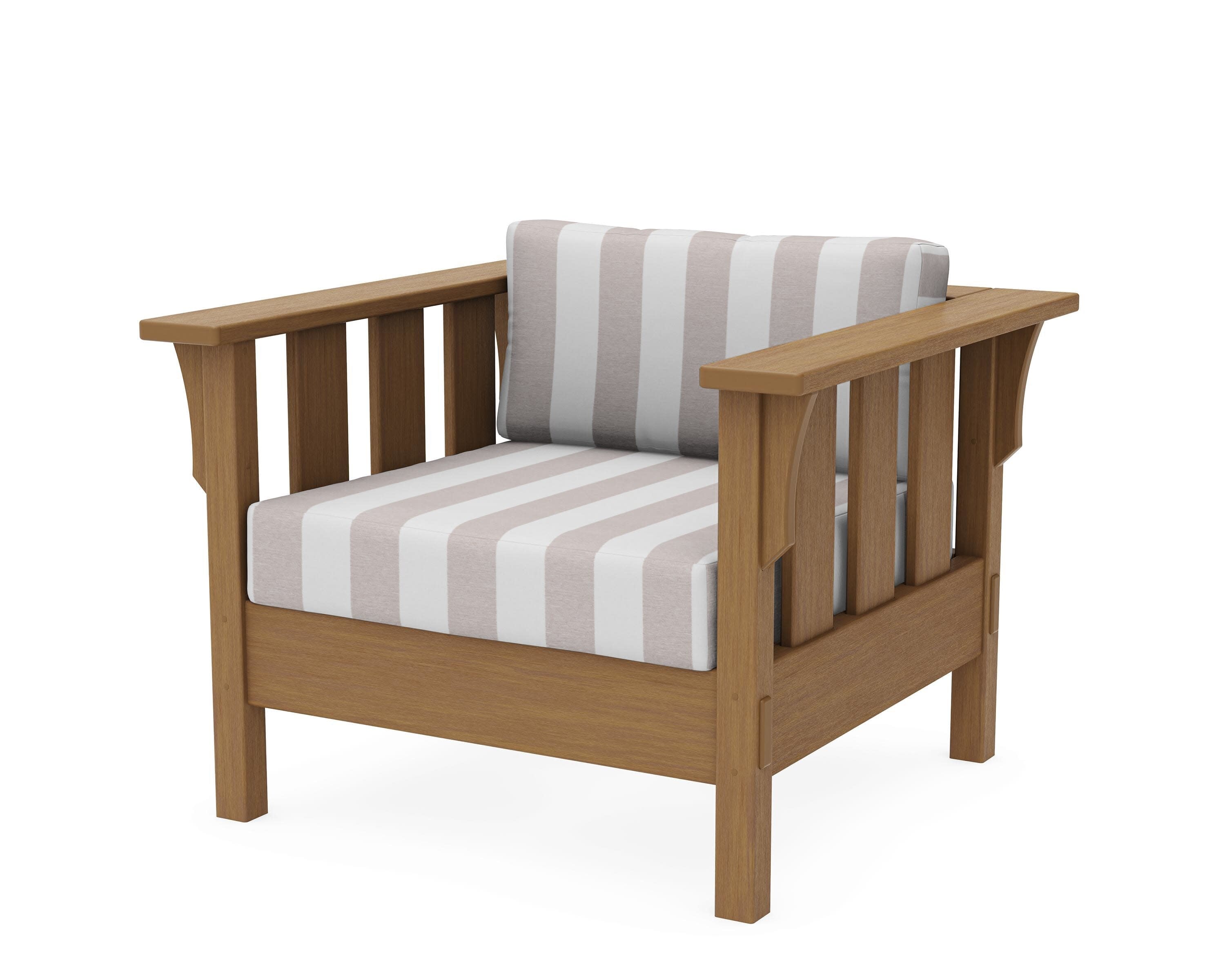 Acadia Deep Seating Chair in Natural / Cabana Stripe Dune Burlap