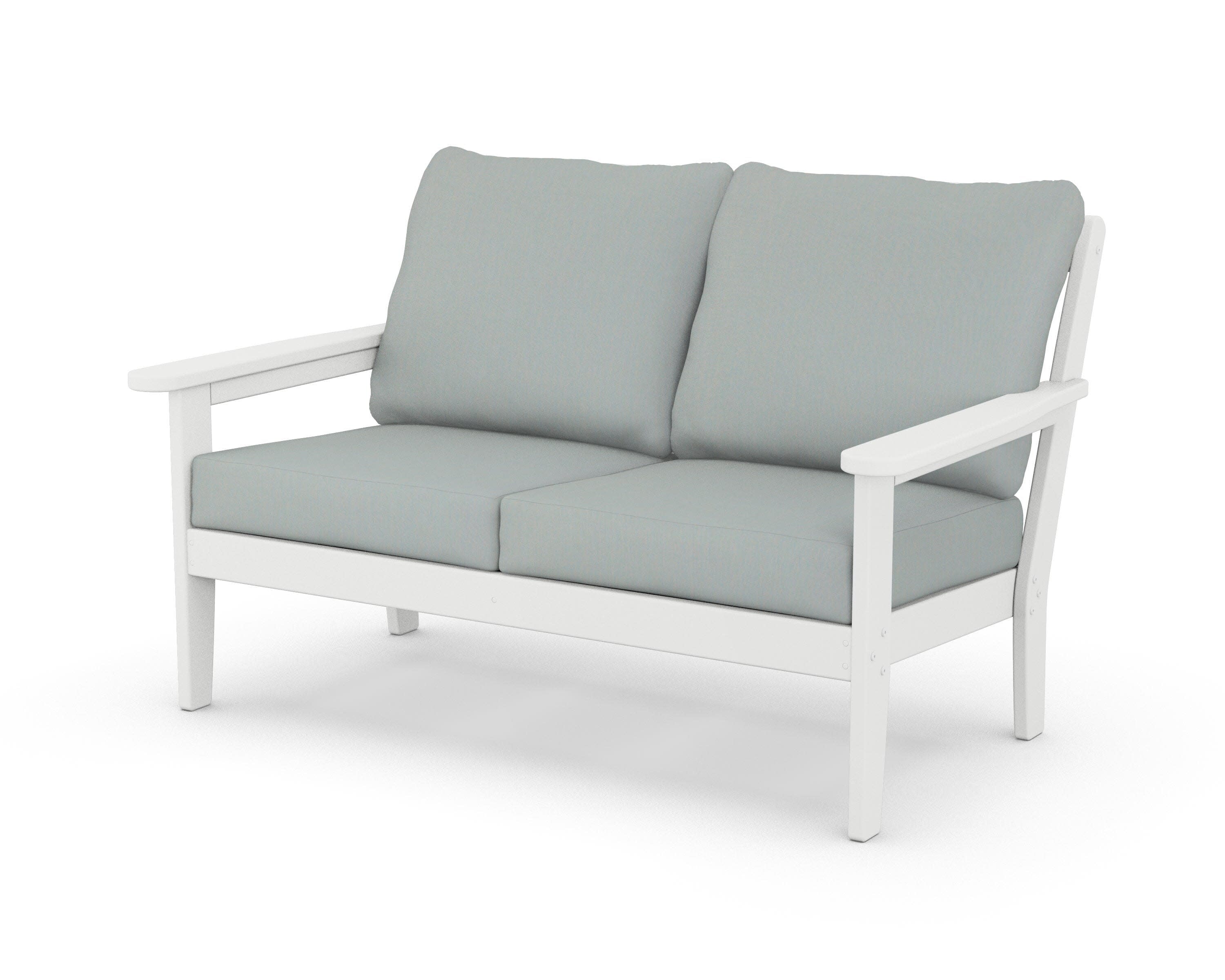 Cottage Deep Seating Loveseat in White / Spa