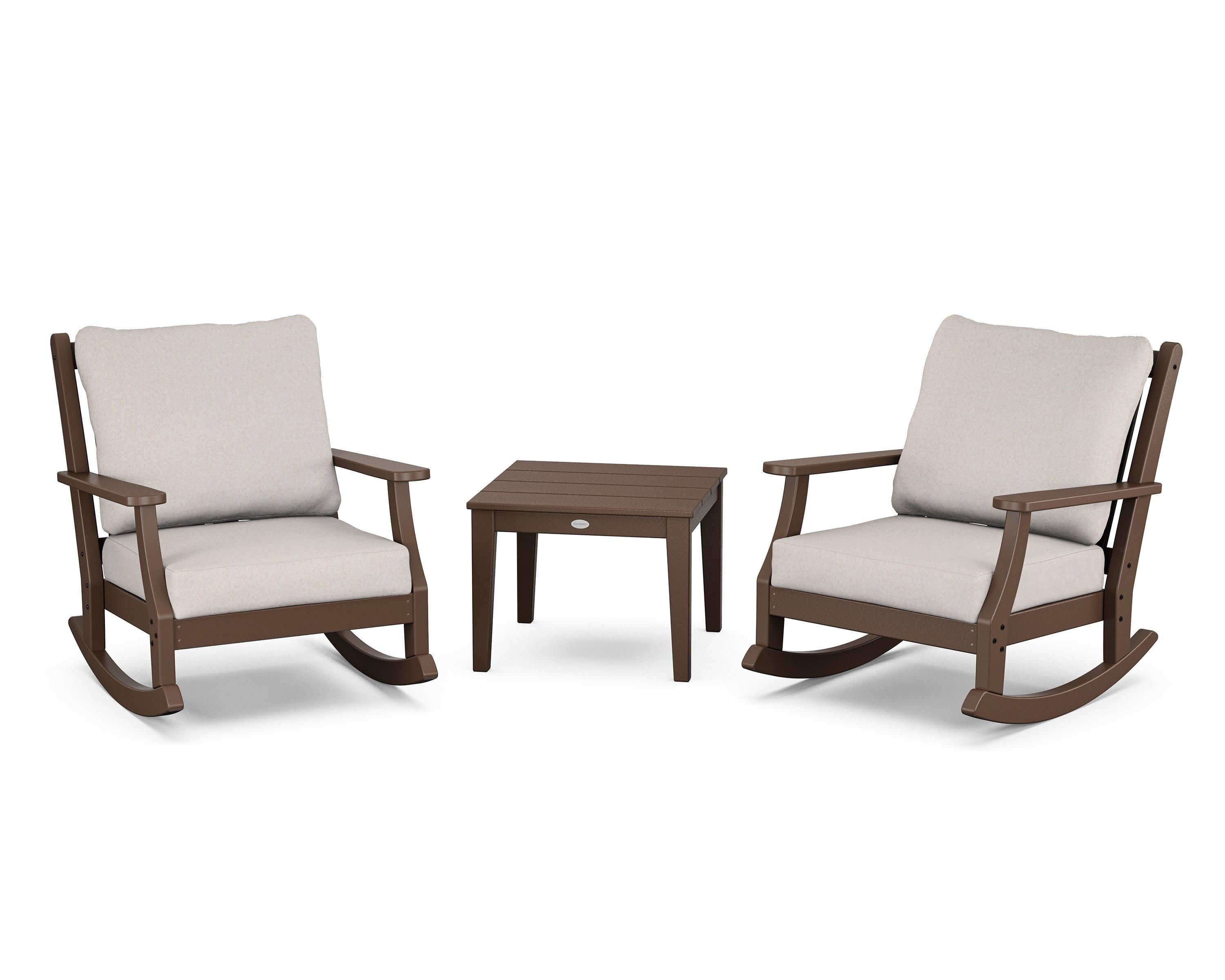 Wovendale 3-Piece Deep Seating Rocker Set in Mahogany / Dune Burlap