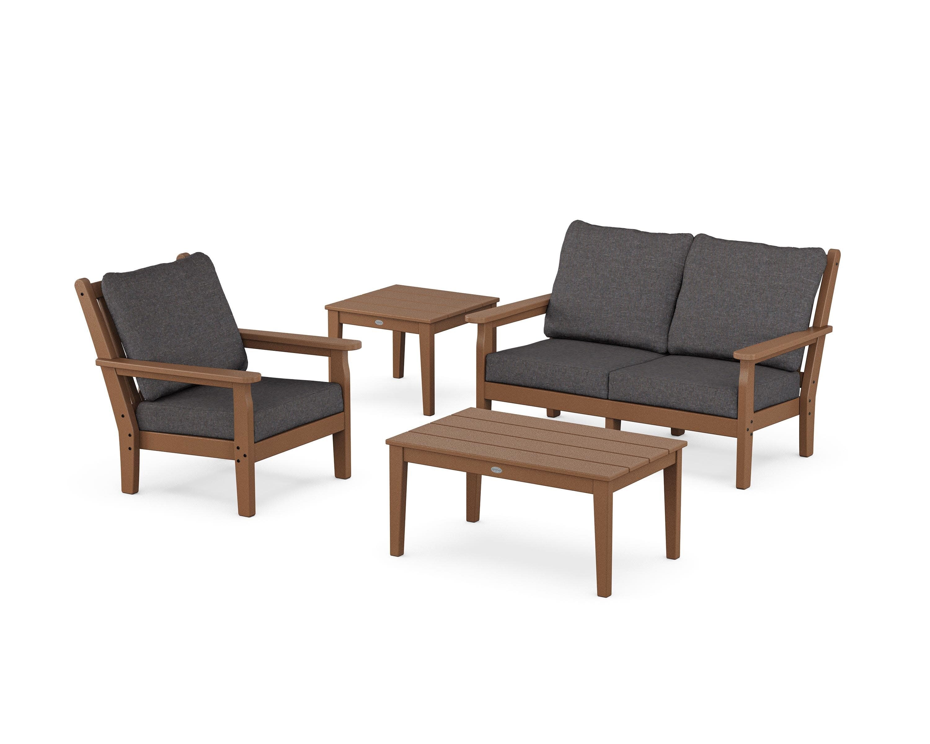 Chippendale 4-Piece Deep Seating Set in Teak / Ash Charcoal