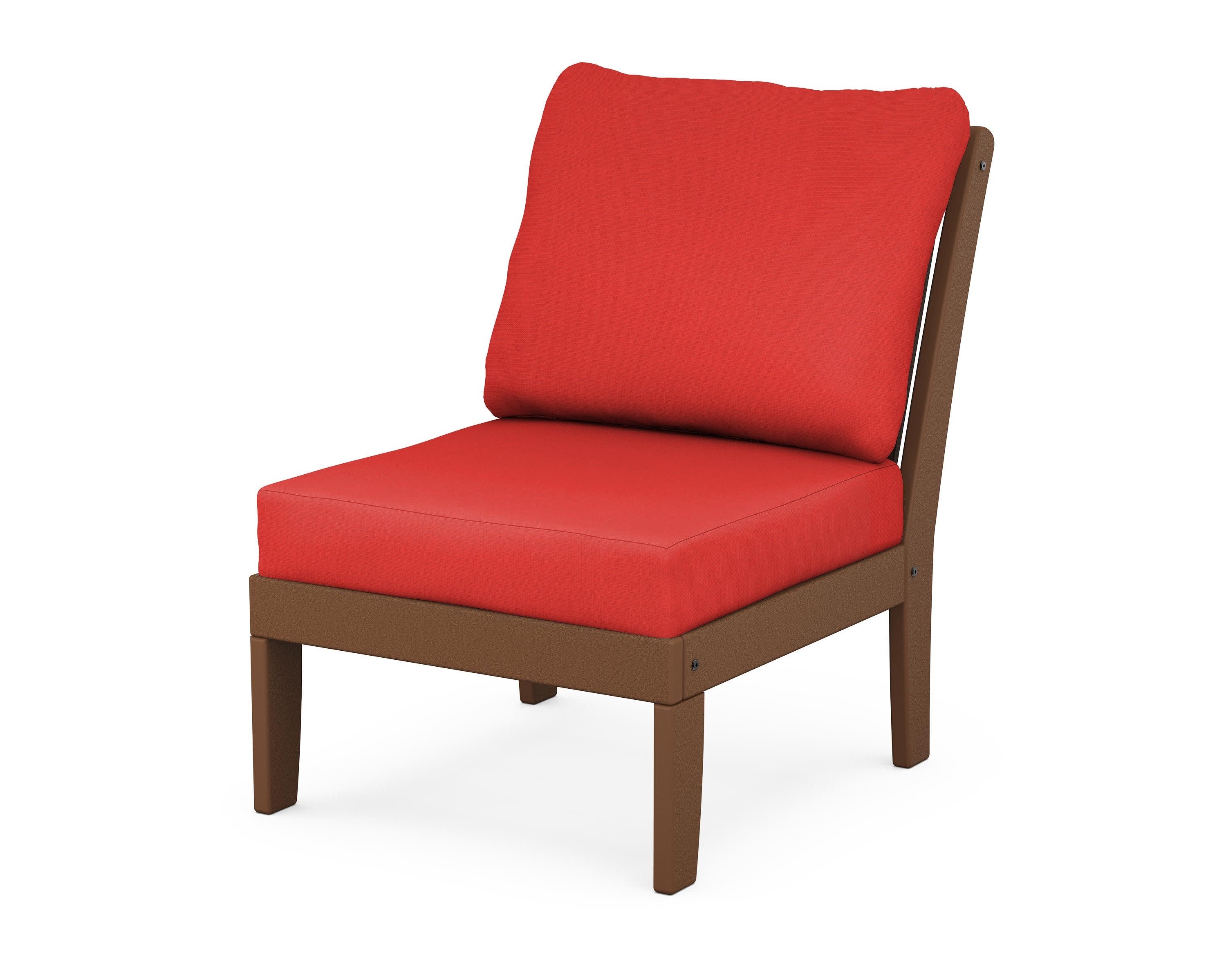 Braxton Modular Armless Chair in Teak / Crimson Linen