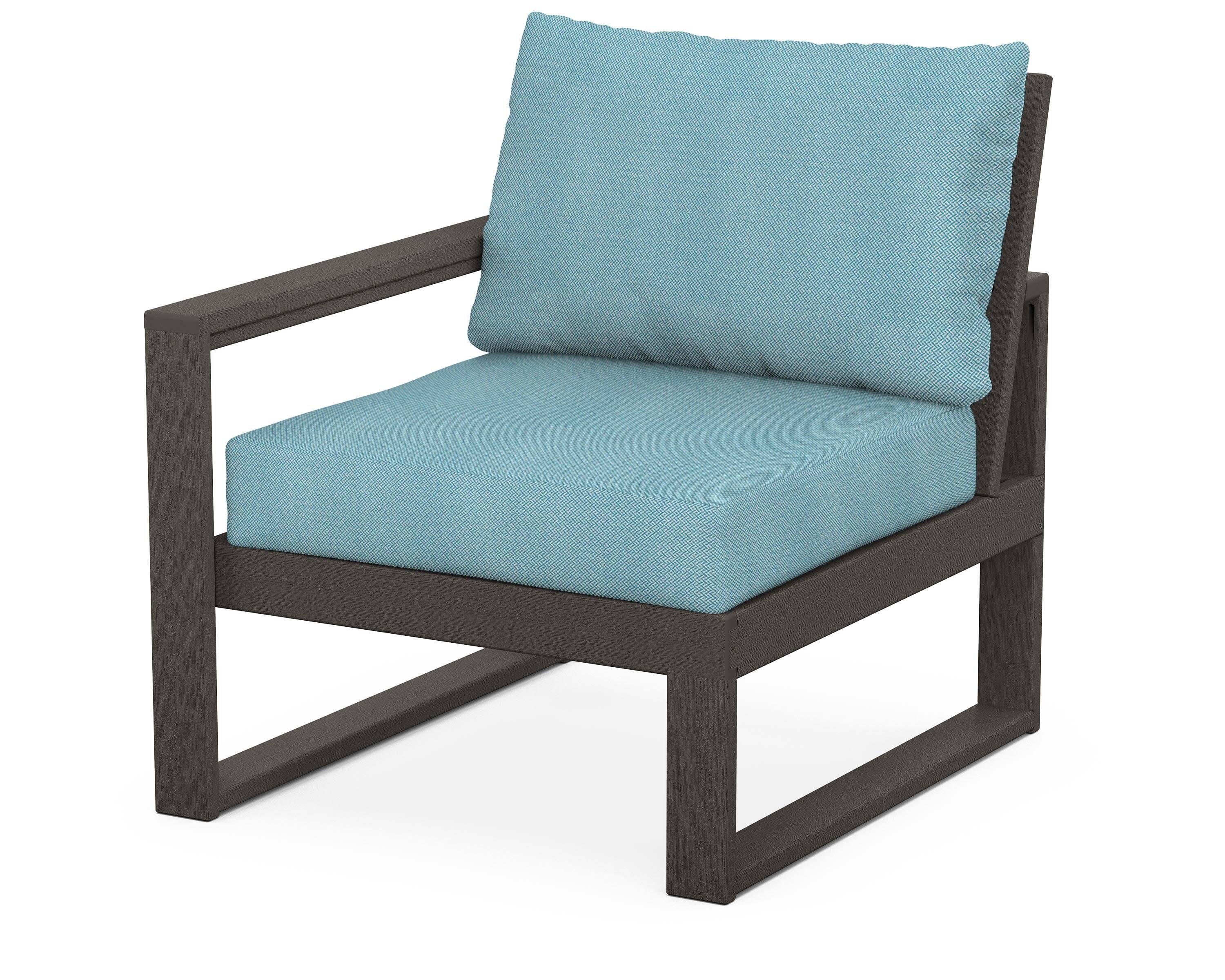 EDGE Modular Left Arm Chair in Vintage Coffee / Lattice Sky Blue