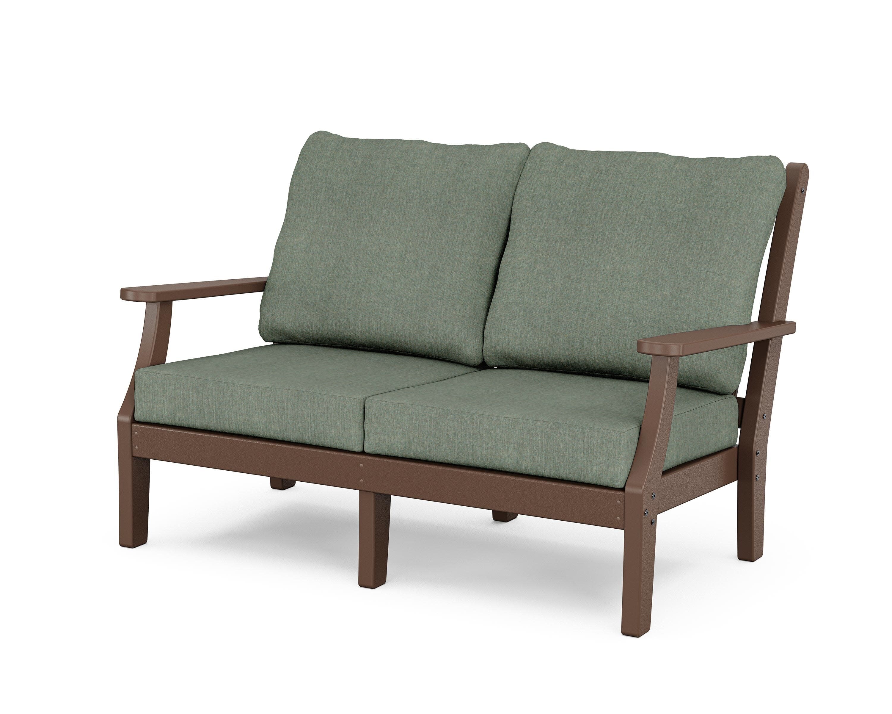 Wovendale Deep Seating Loveseat in Mahogany / Cast Sage