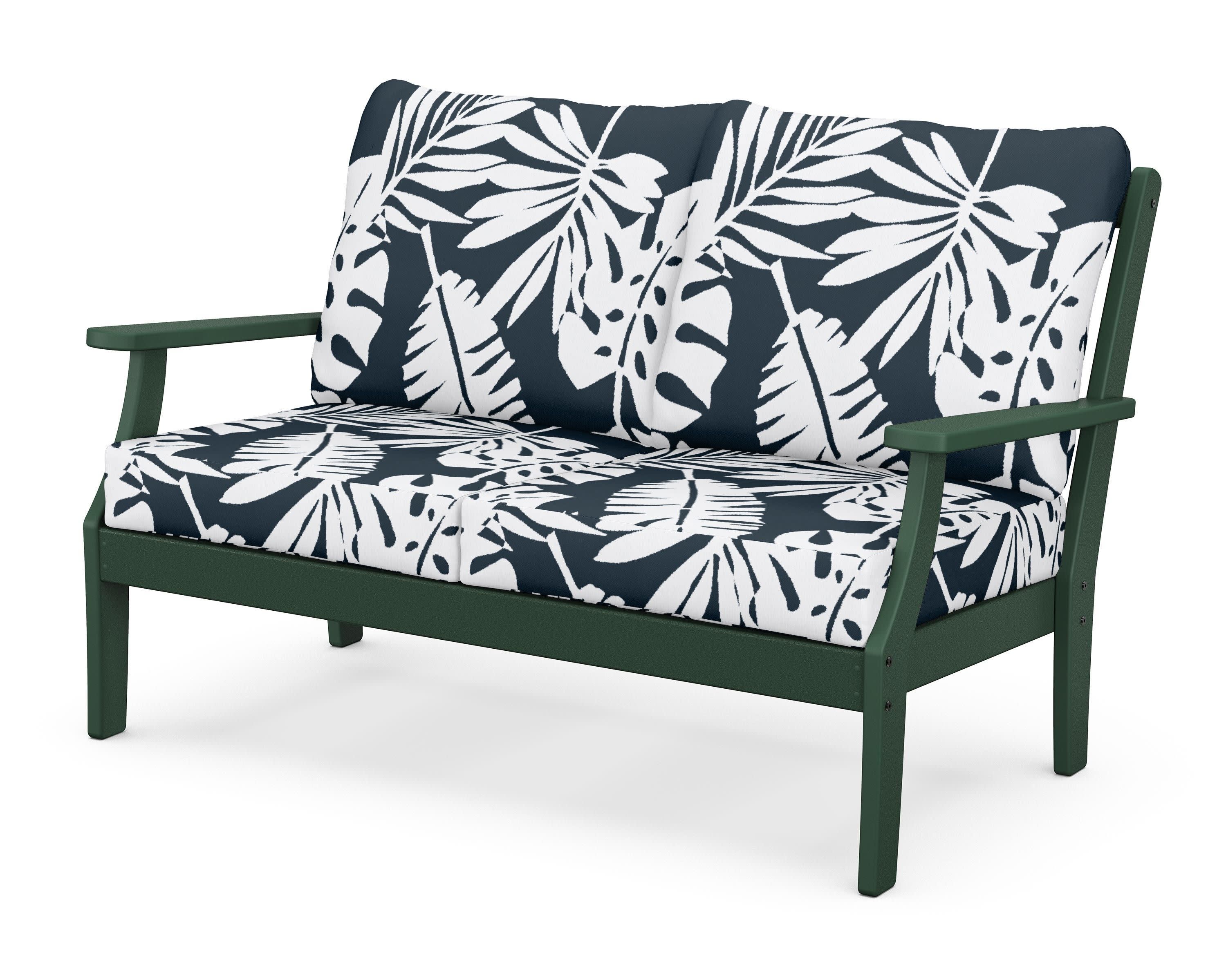 Braxton Deep Seating Loveseat in Green / Leaf Marine Indigo