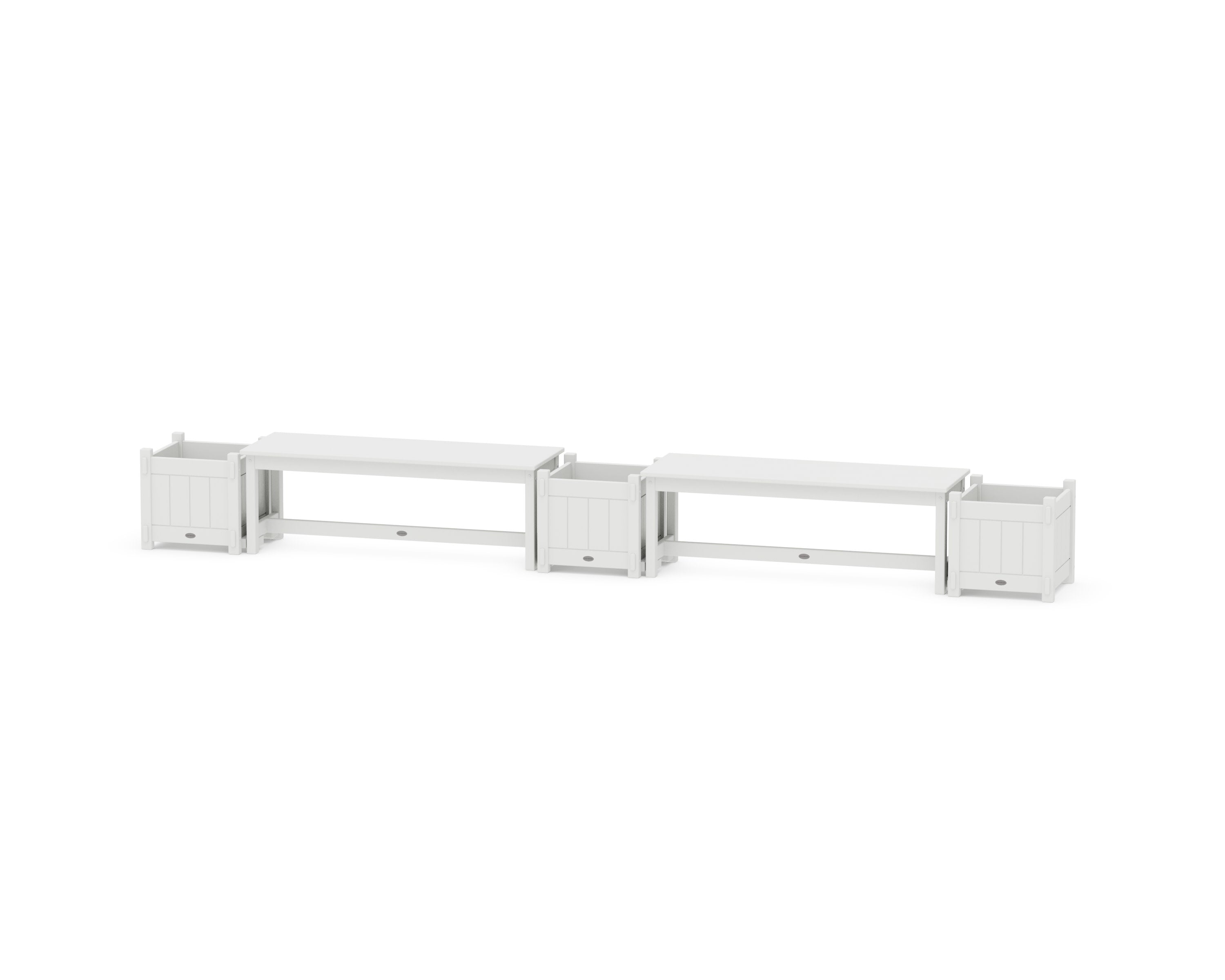 48" Vineyard Straight Double Planter Bench Set in White