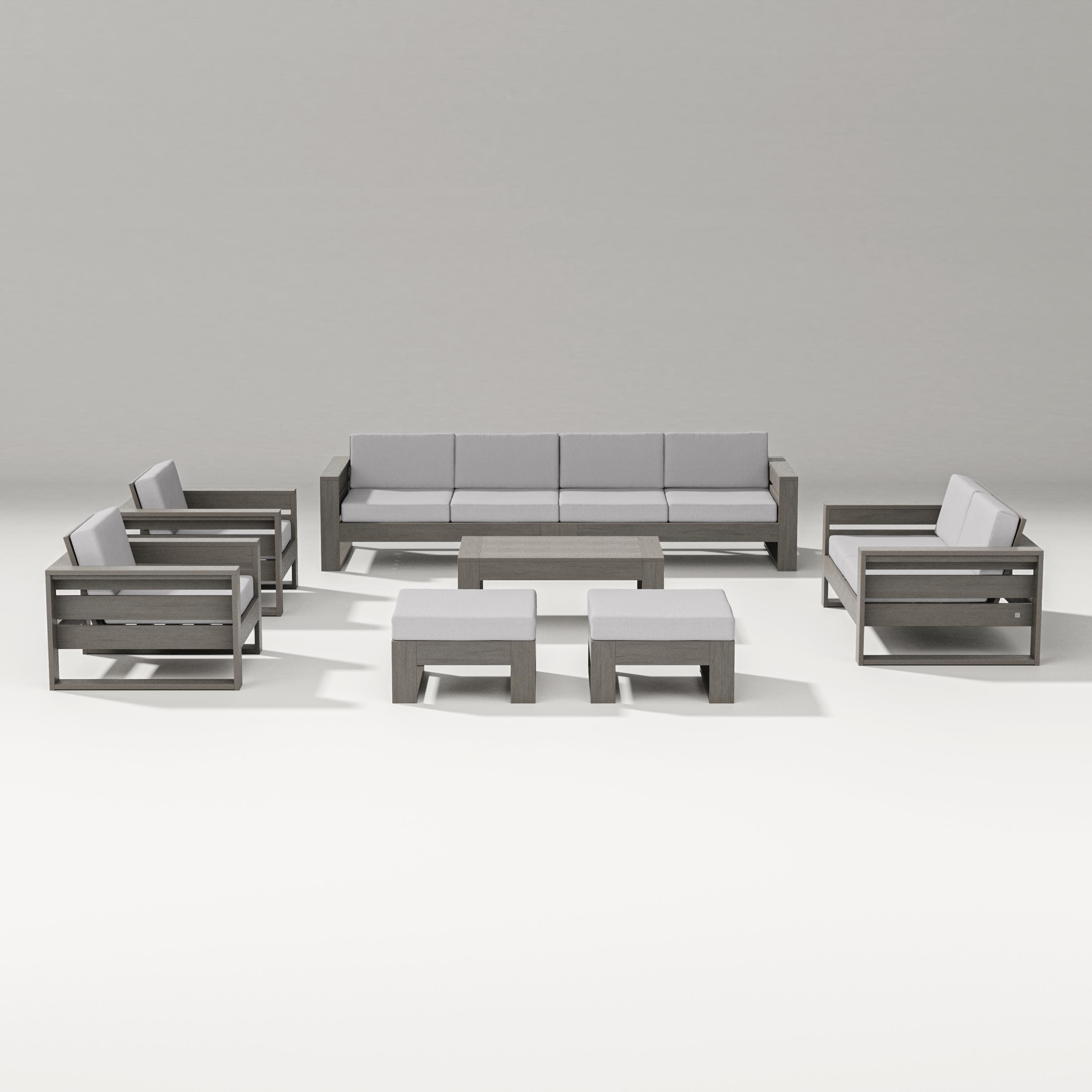 Latitude 8-Piece Lounge Sofa Set in Driftwood / Granite