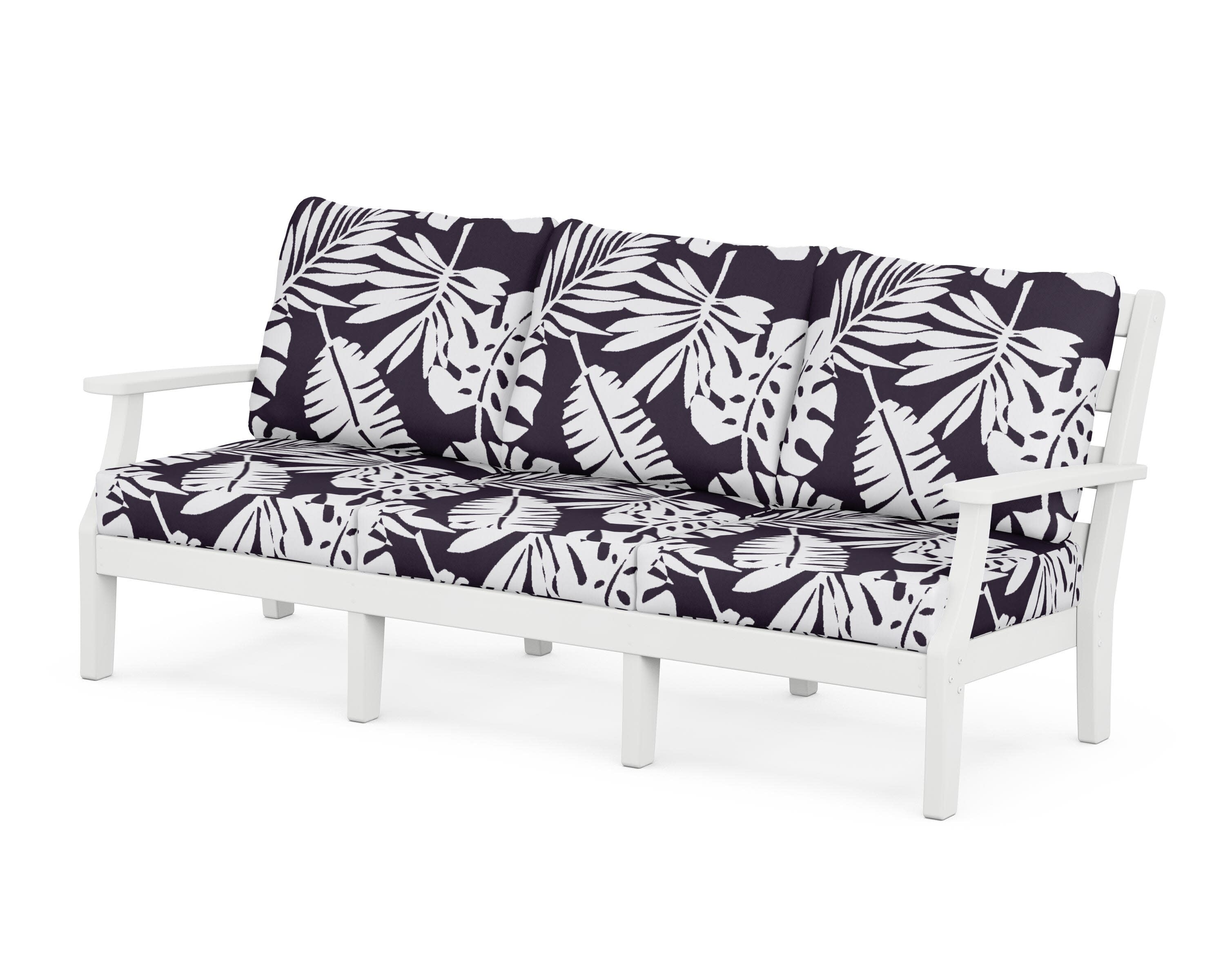 Chesapeake Deep Seating Sofa in White / Leaf Navy