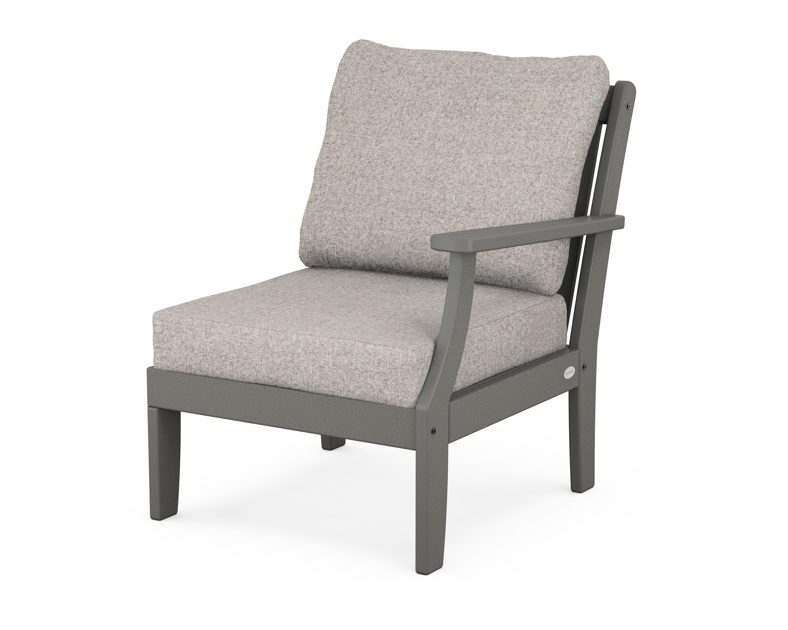 Braxton Modular Right Arm Chair in Slate Grey / Weathered Tweed