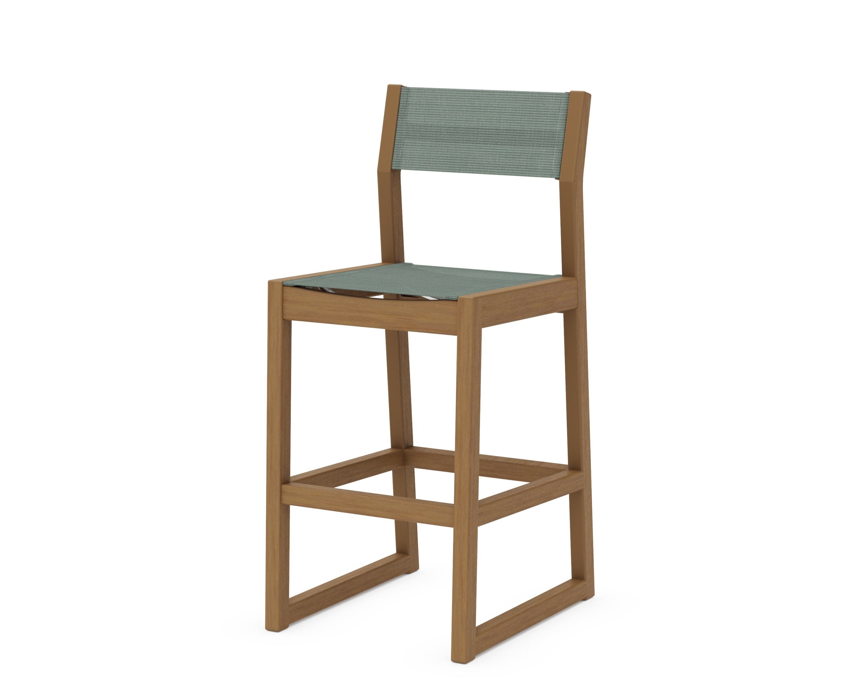 EDGE Sling Bar Side Chair in Natural / Dupioni Sea Mist Sling