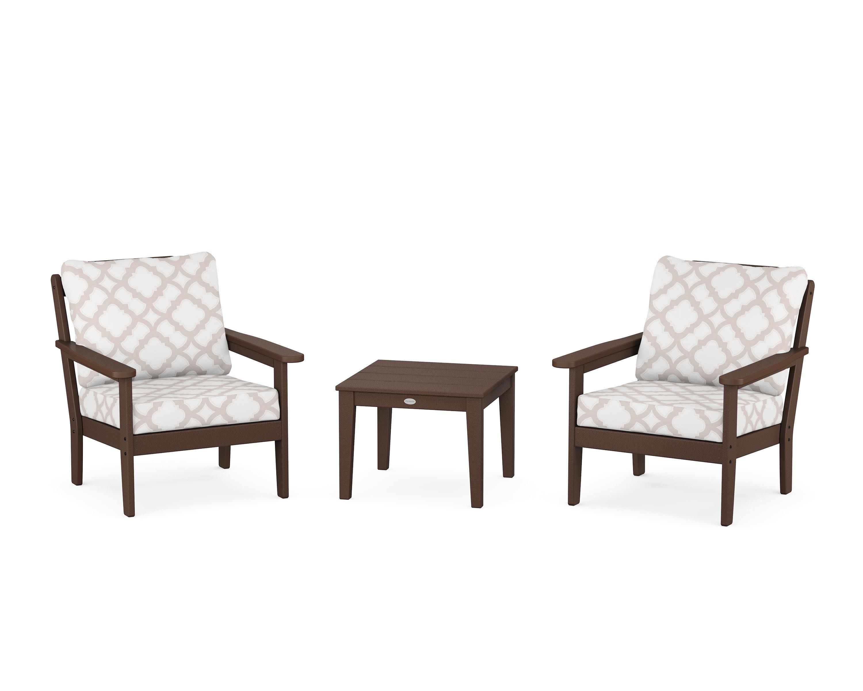Cottage 3-Piece Deep Seating Set in Mahogany / Trellis Dune Burlap
