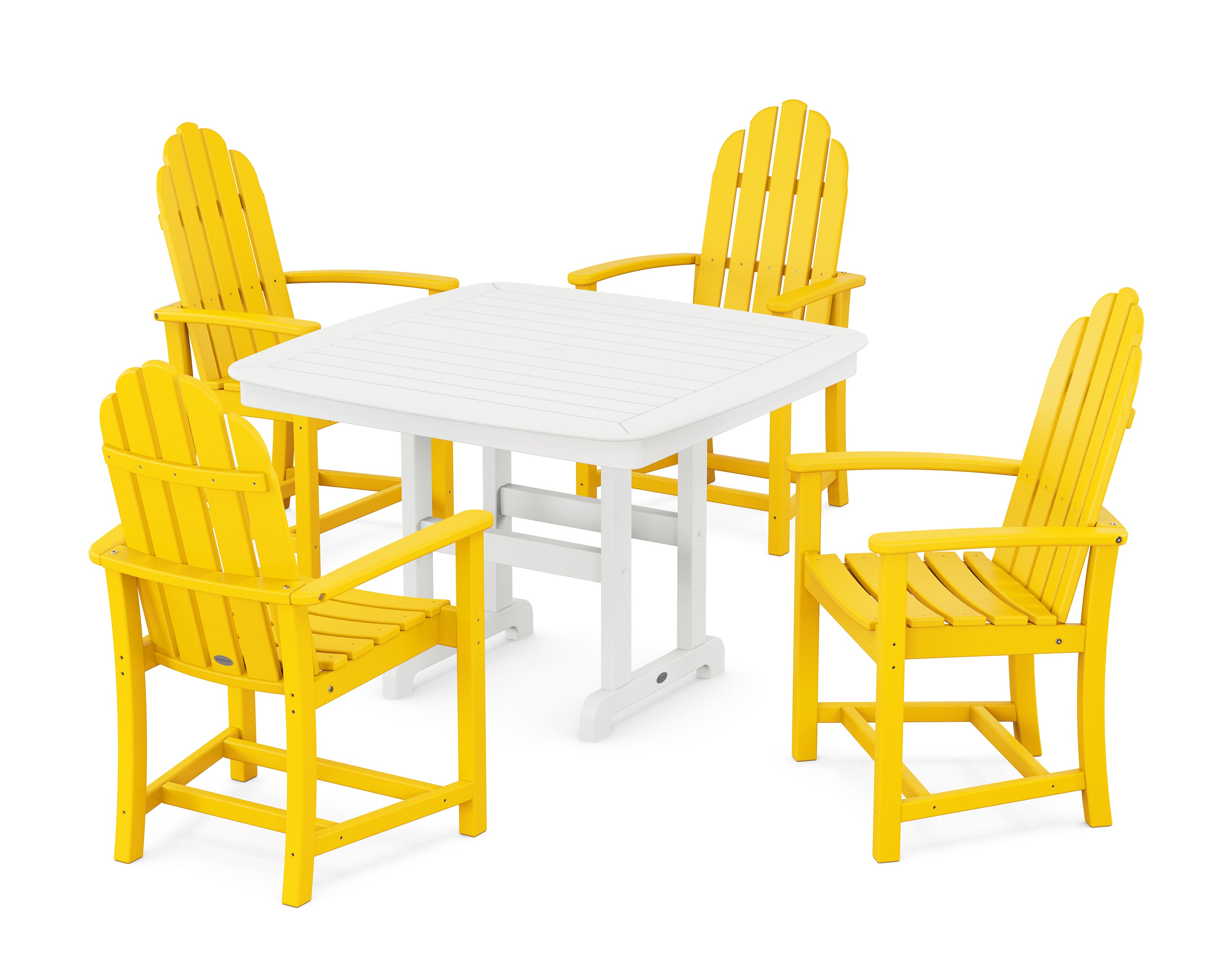 Classic Adirondack 5-Piece Dining Set with Trestle Legs in Lemon / White