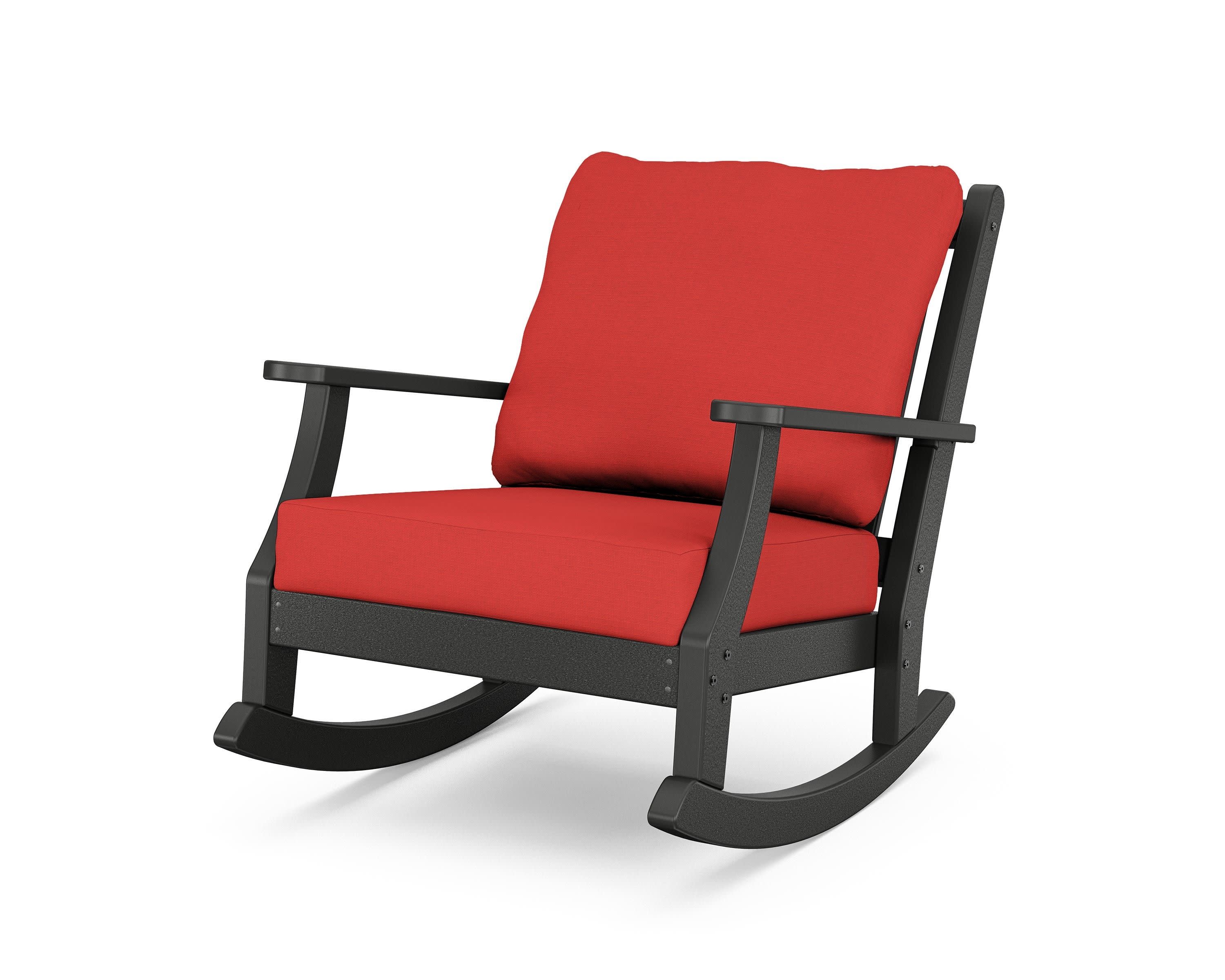 Wovendale Deep Seating Rocking Chair in Black / Crimson Linen