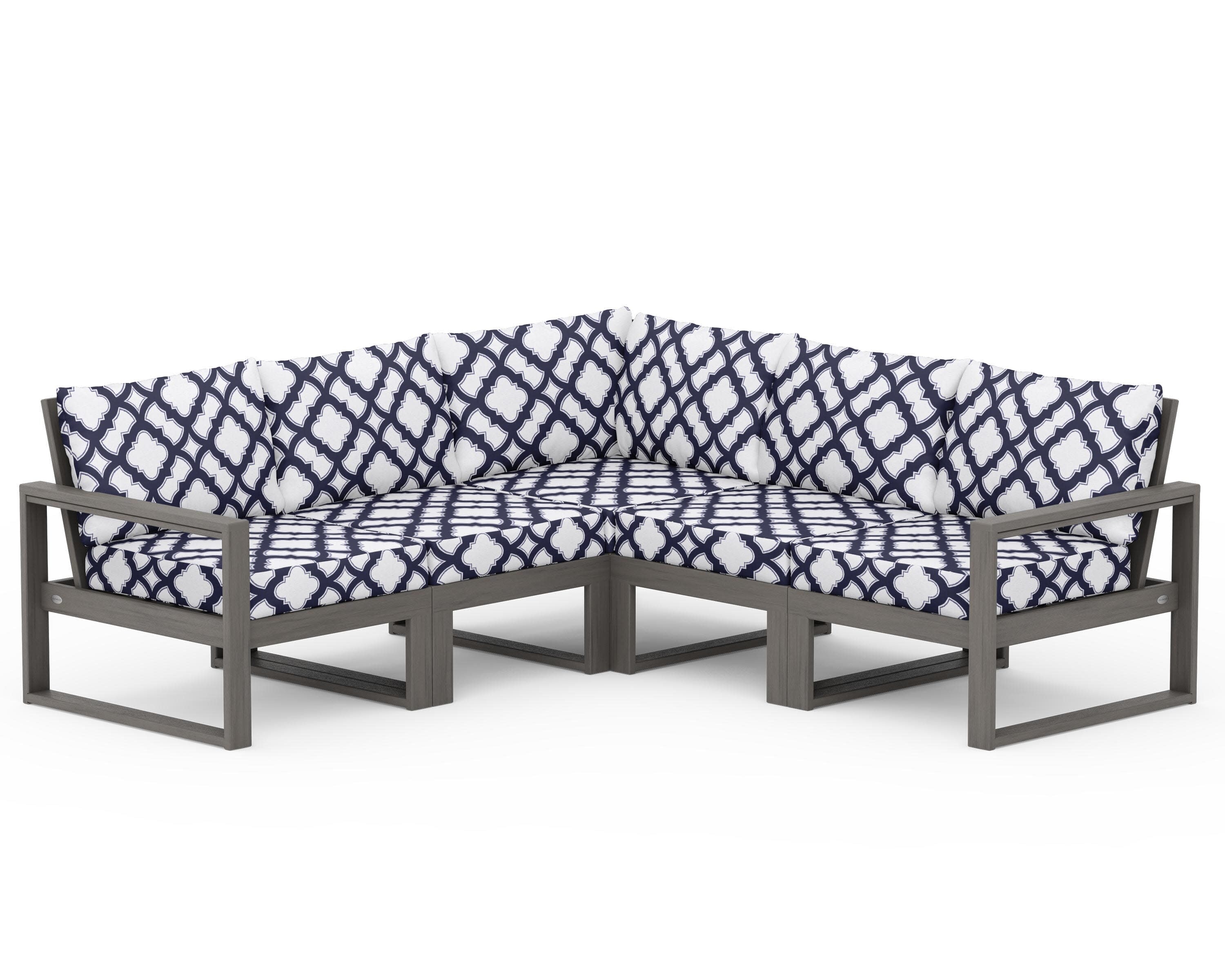 EDGE 5-Piece Modular Deep Seating Set in Driftwood / Trellis Navy