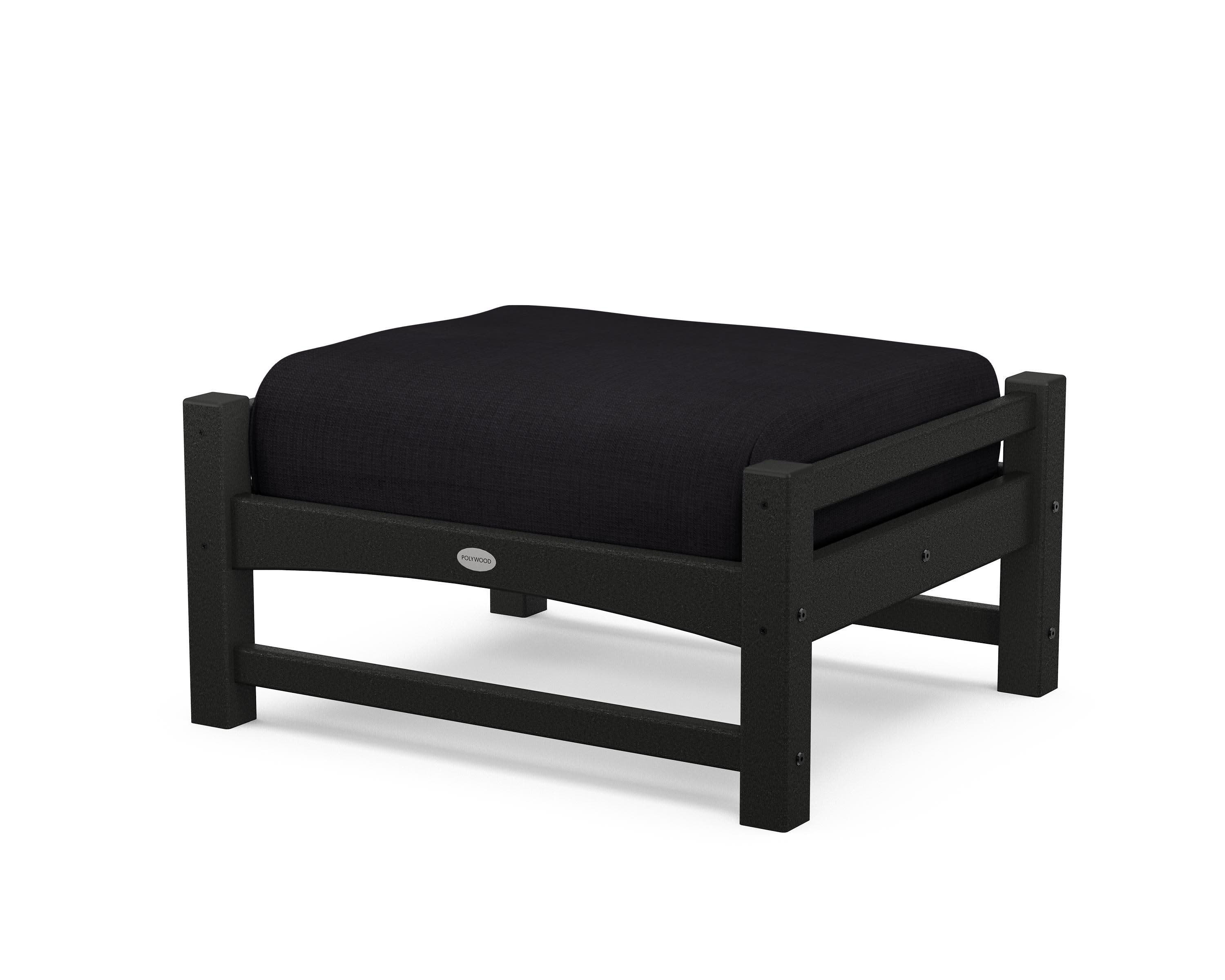 Club Ottoman in Black / Midnight Linen