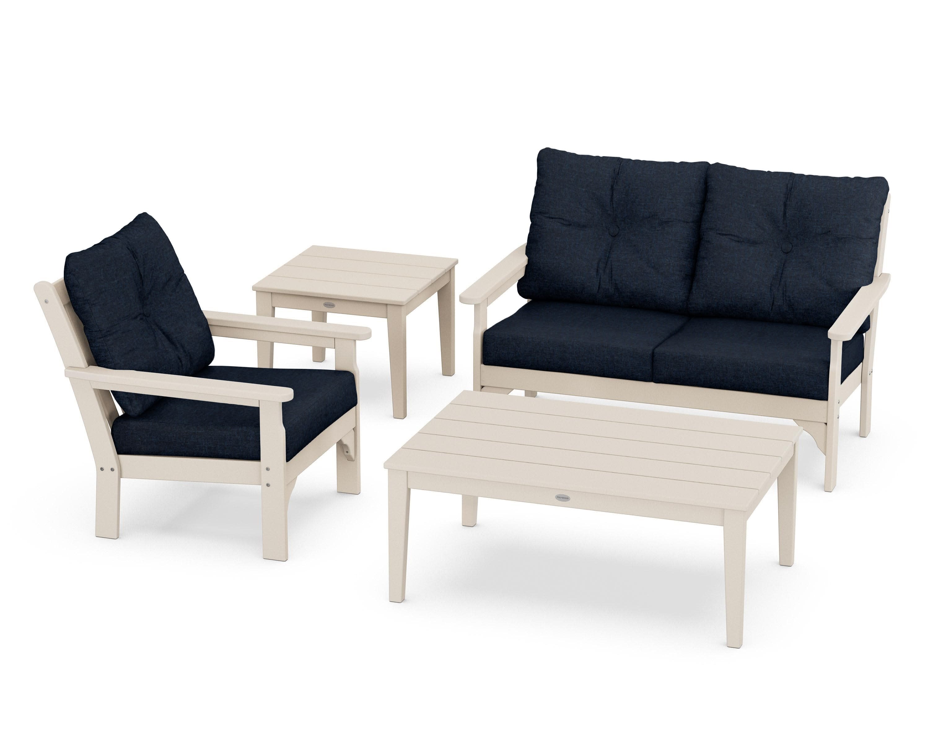Vineyard 4-Piece Deep Seating Set in Sand / Marine Indigo