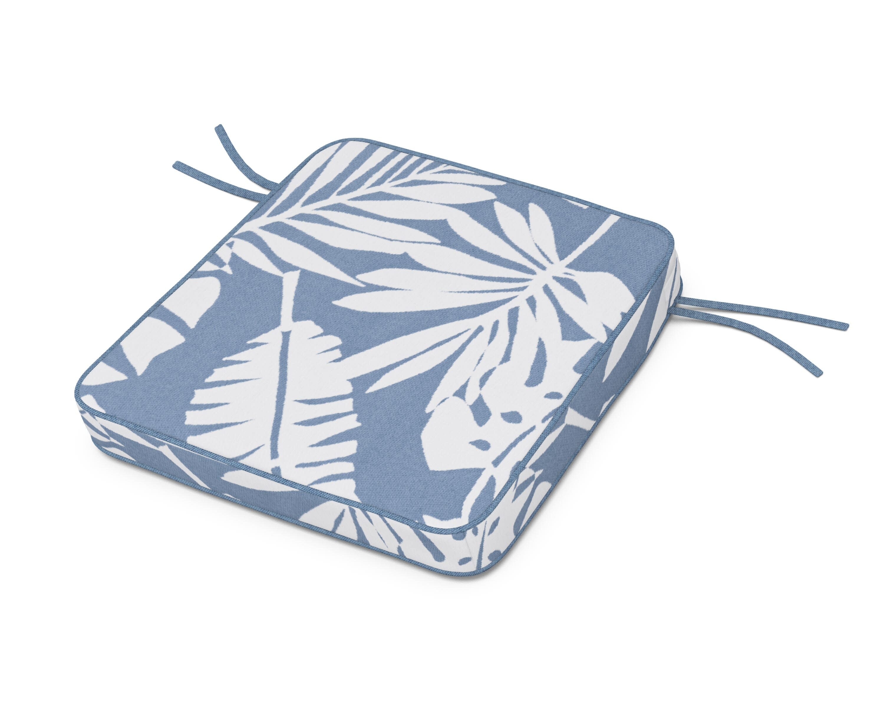 Acadia Dining Arm Seat Cushion in Leaf Sky Blue