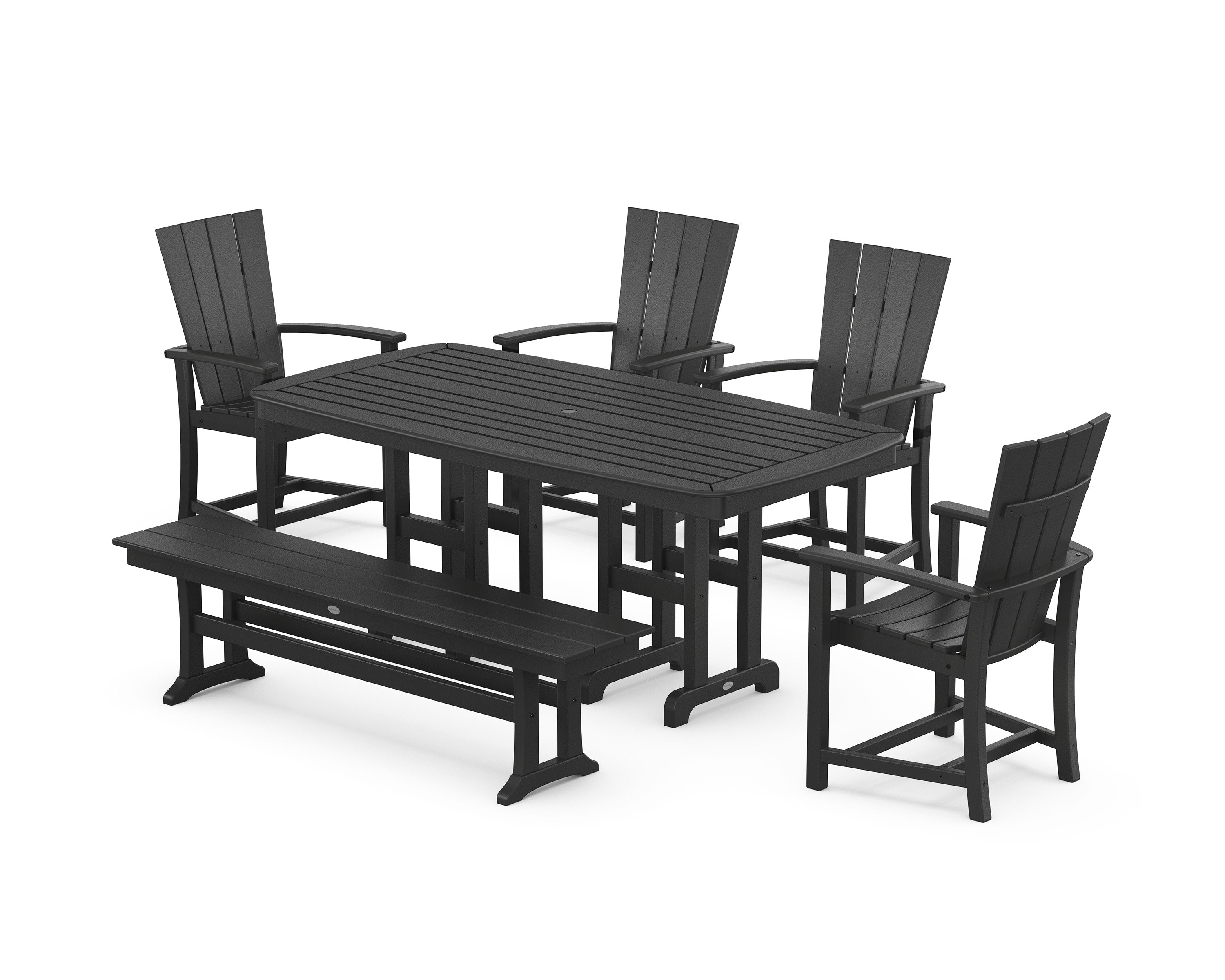 Quattro 6-Piece Dining Set with Bench in Black