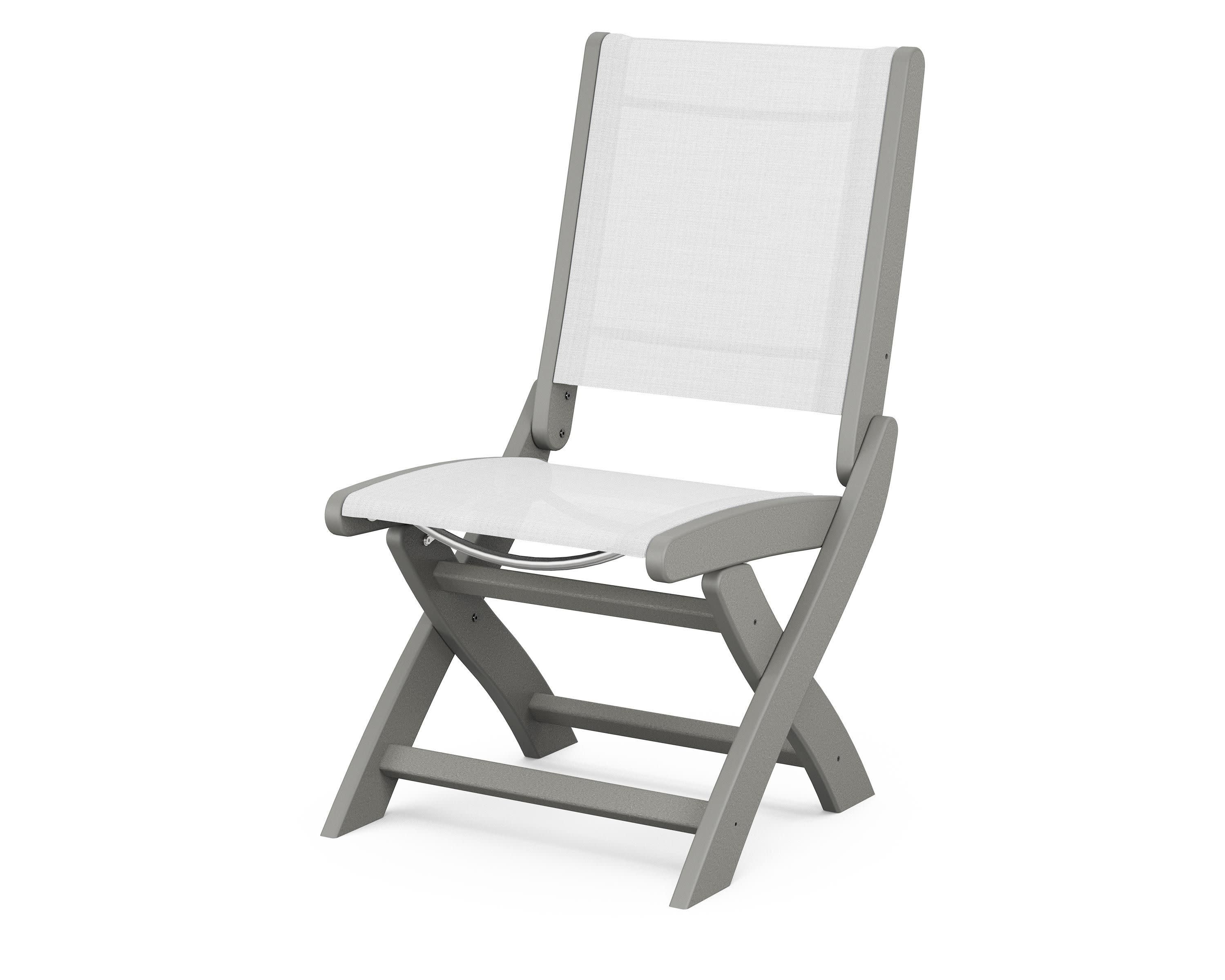 Coastal Folding Side Chair in Slate Grey / White Sling