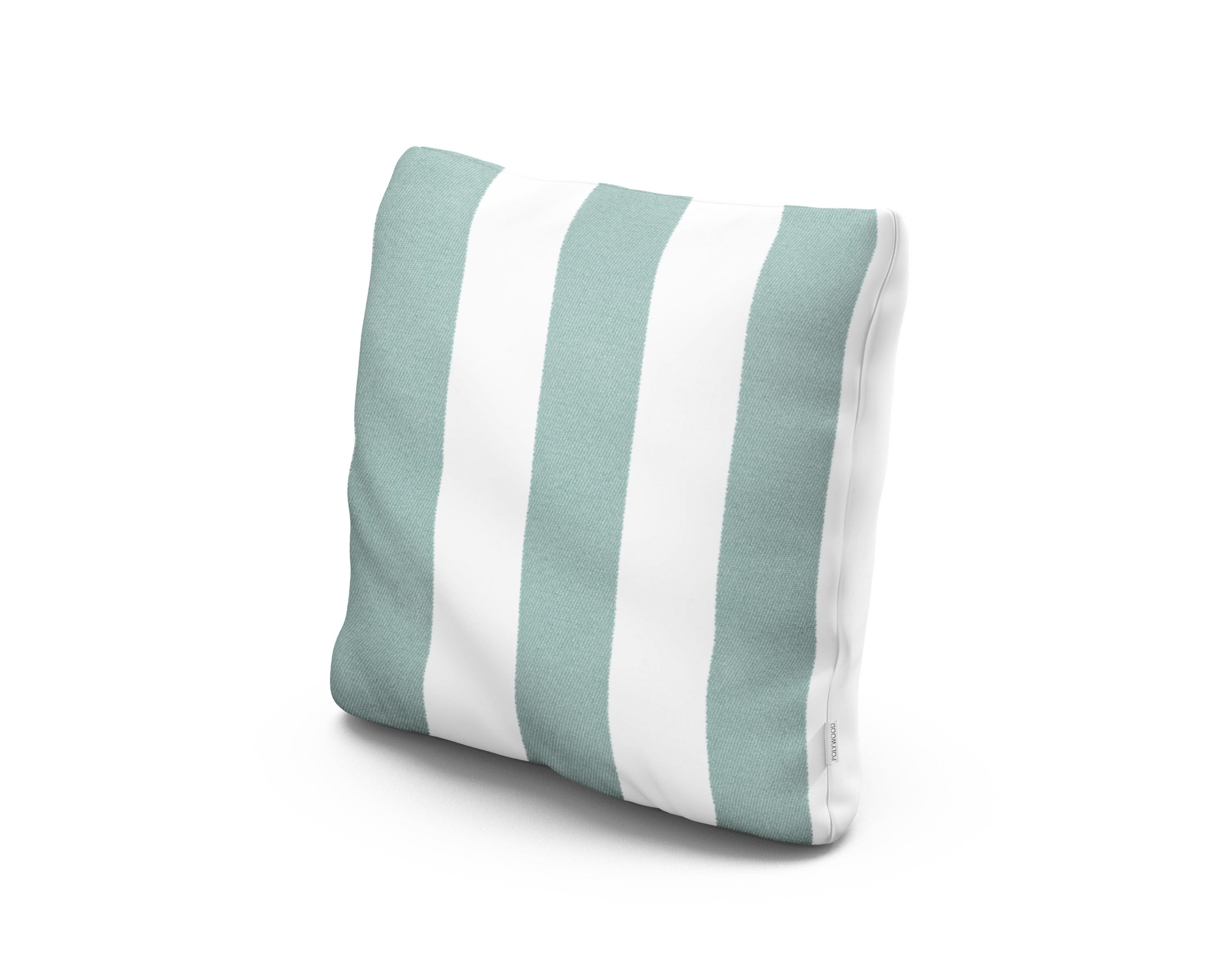 18" Outdoor Throw Pillow in Cabana Stripe Glacier Spa