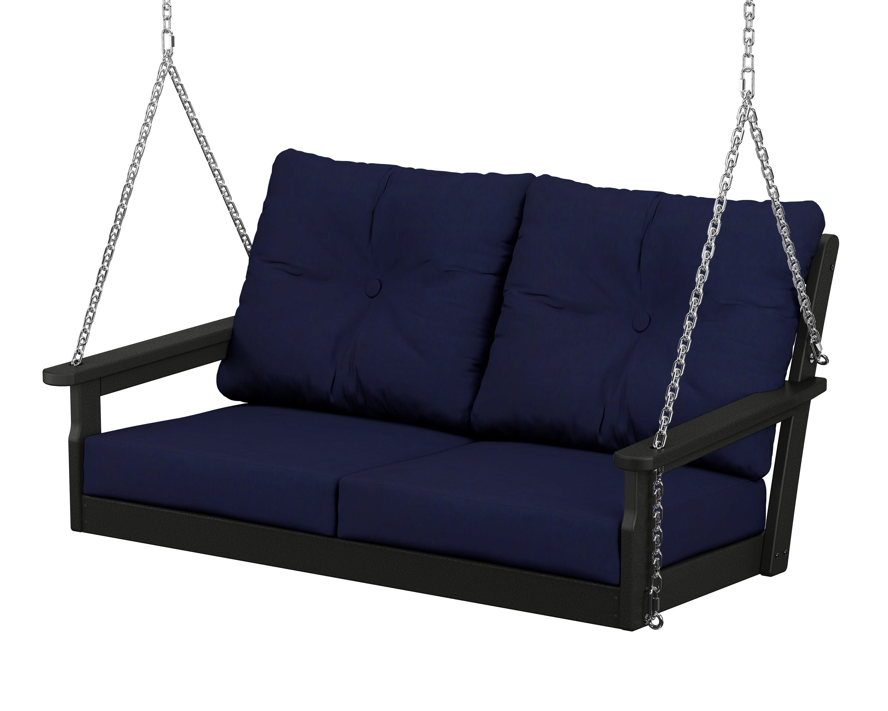 Vineyard Deep Seating Swing in Black / Navy